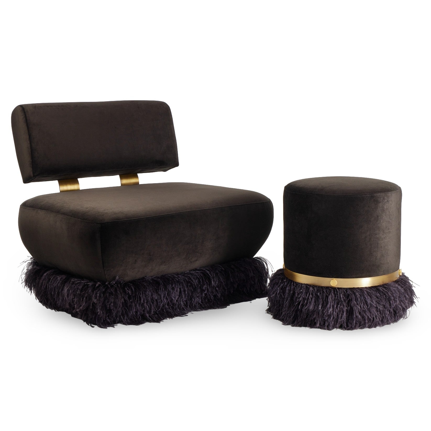 Ostrich Fluff Lounge Chair - Black
