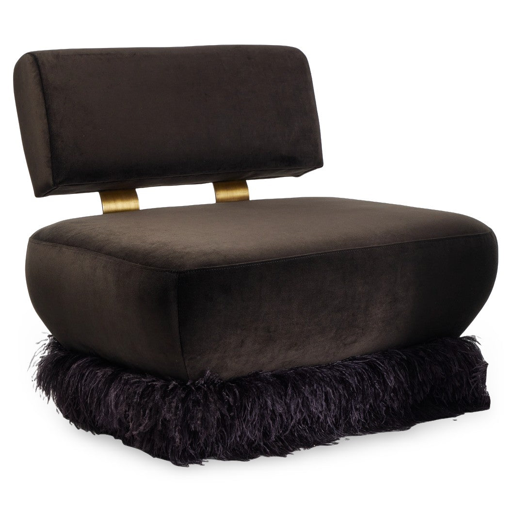 Ostrich Fluff Lounge Chair - Black