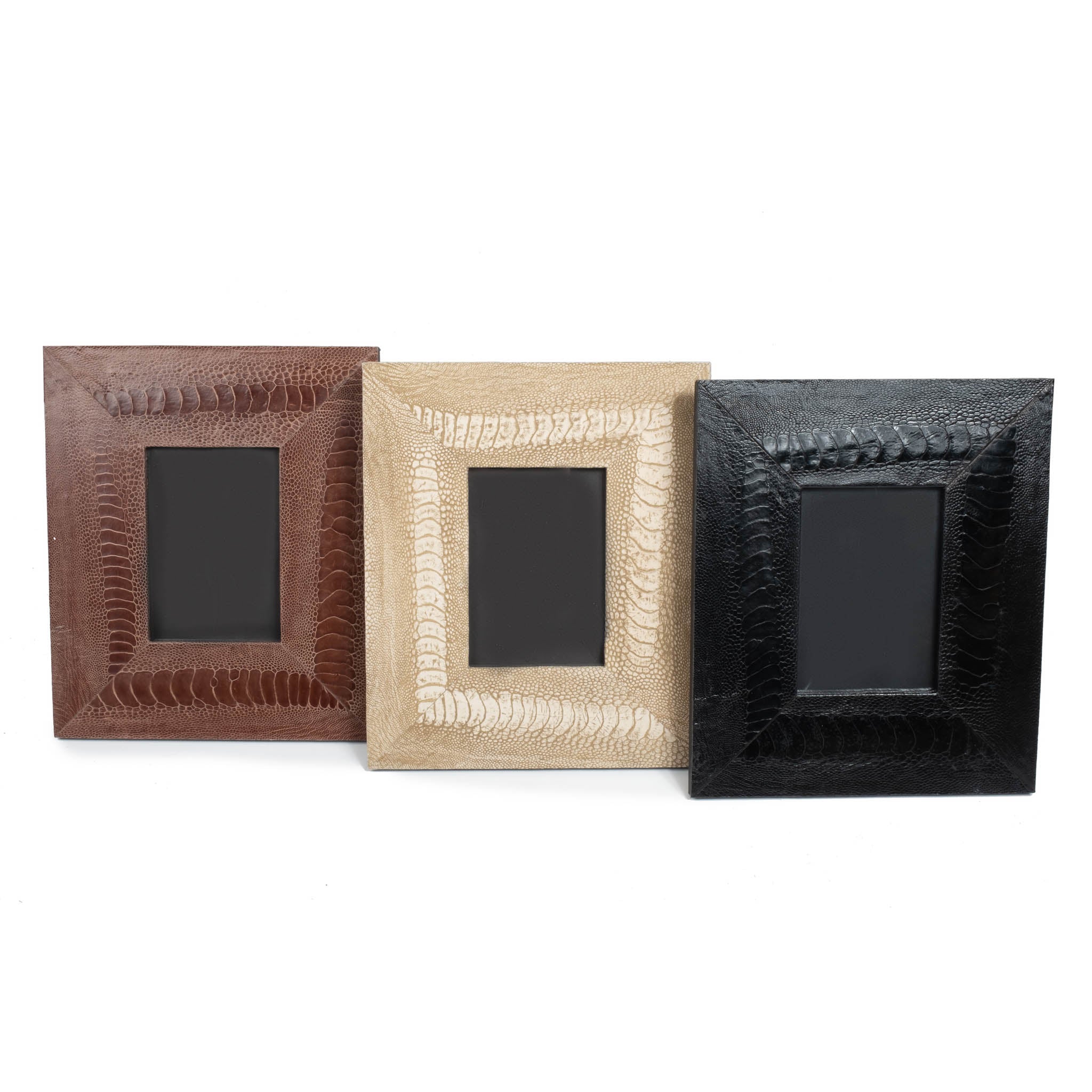 Ostrich Shin Leather Photo Frame - Stone-Washed