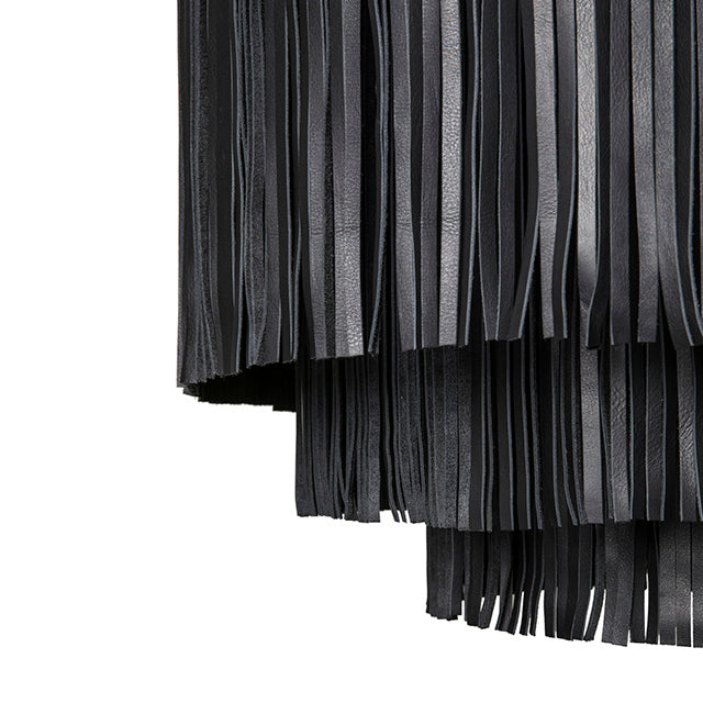 Large NeKeia Leather Chandelier in Nickel Finish