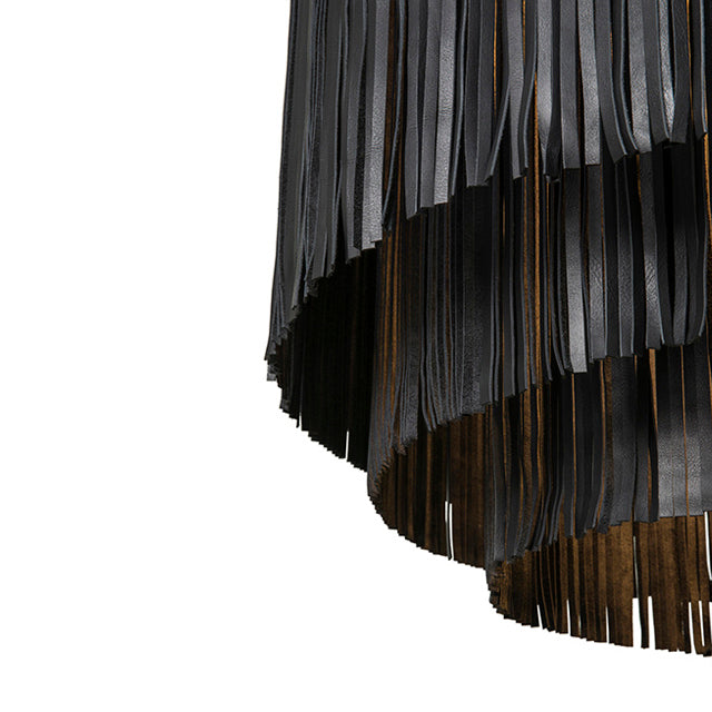 Large NeKeia Leather Chandelier in Nickel Finish