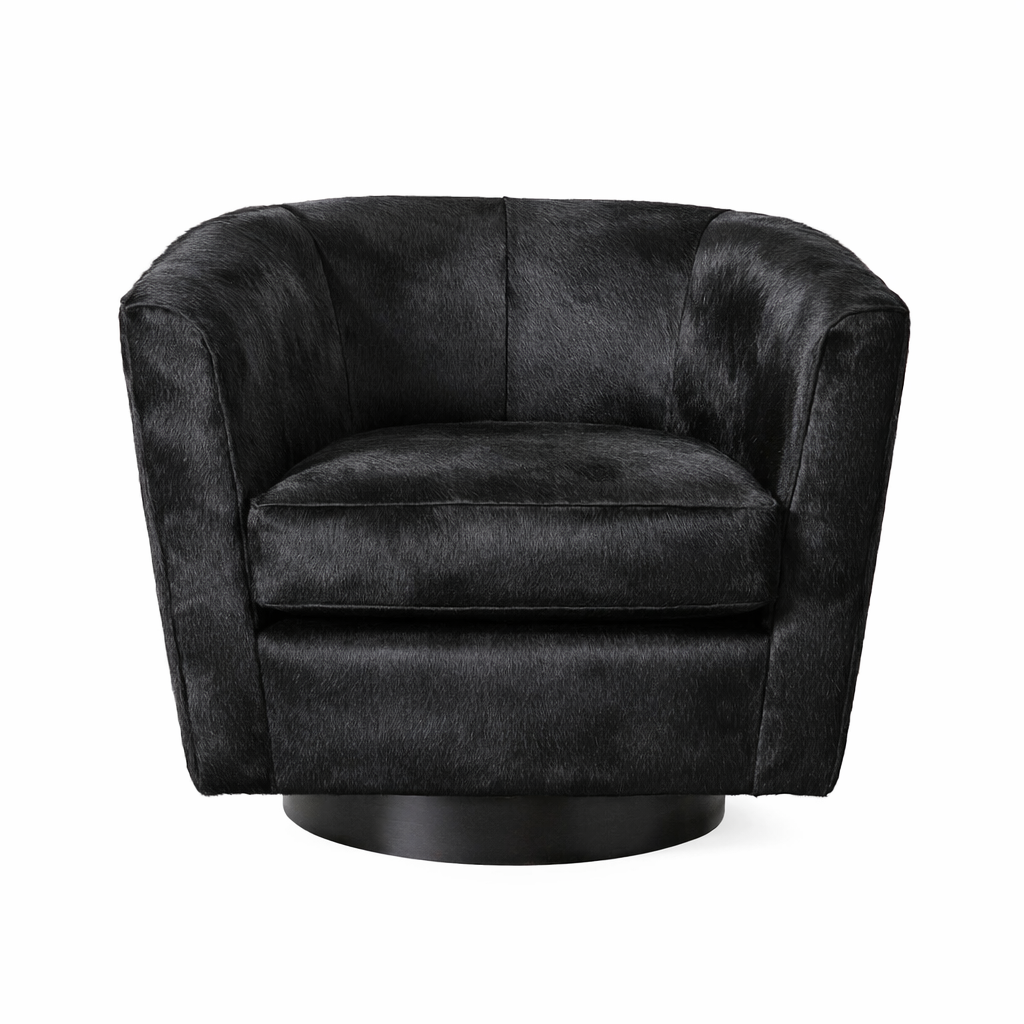 Black Cow Hide Swivel Chair