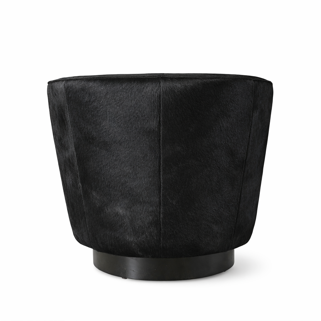 Black Cow Hide Swivel Chair