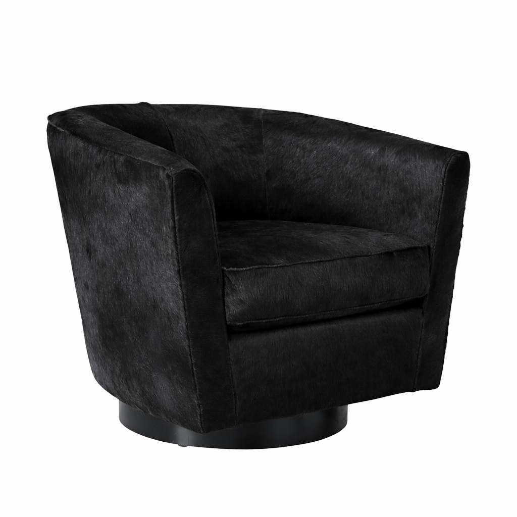 Black Cow Hide Swivel Chair