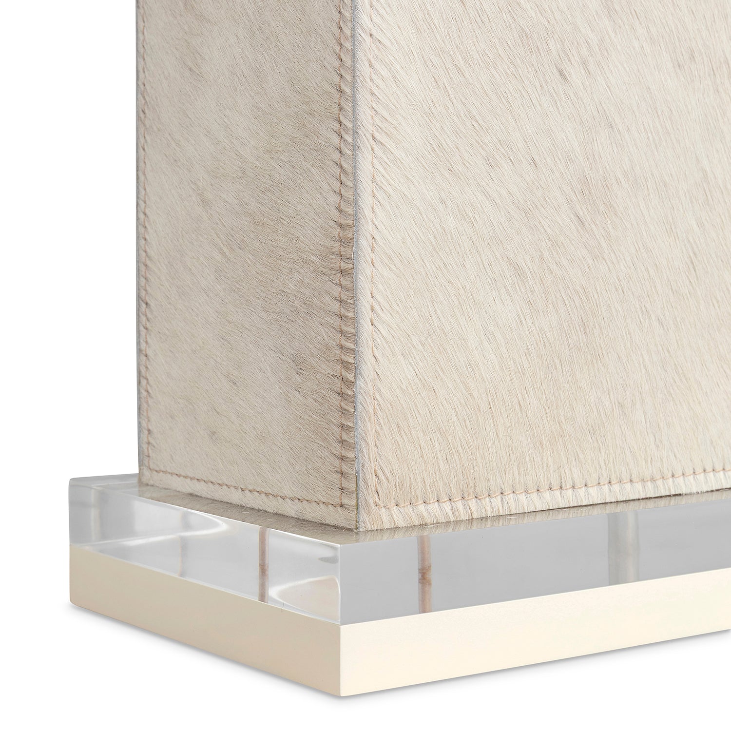 Marula Cream Cow Hide Block Lamp