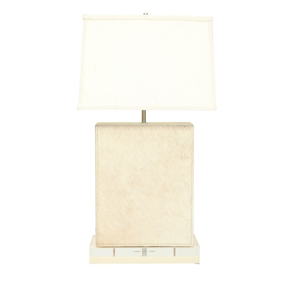 Marula Cream Cow Hide Block Lamp