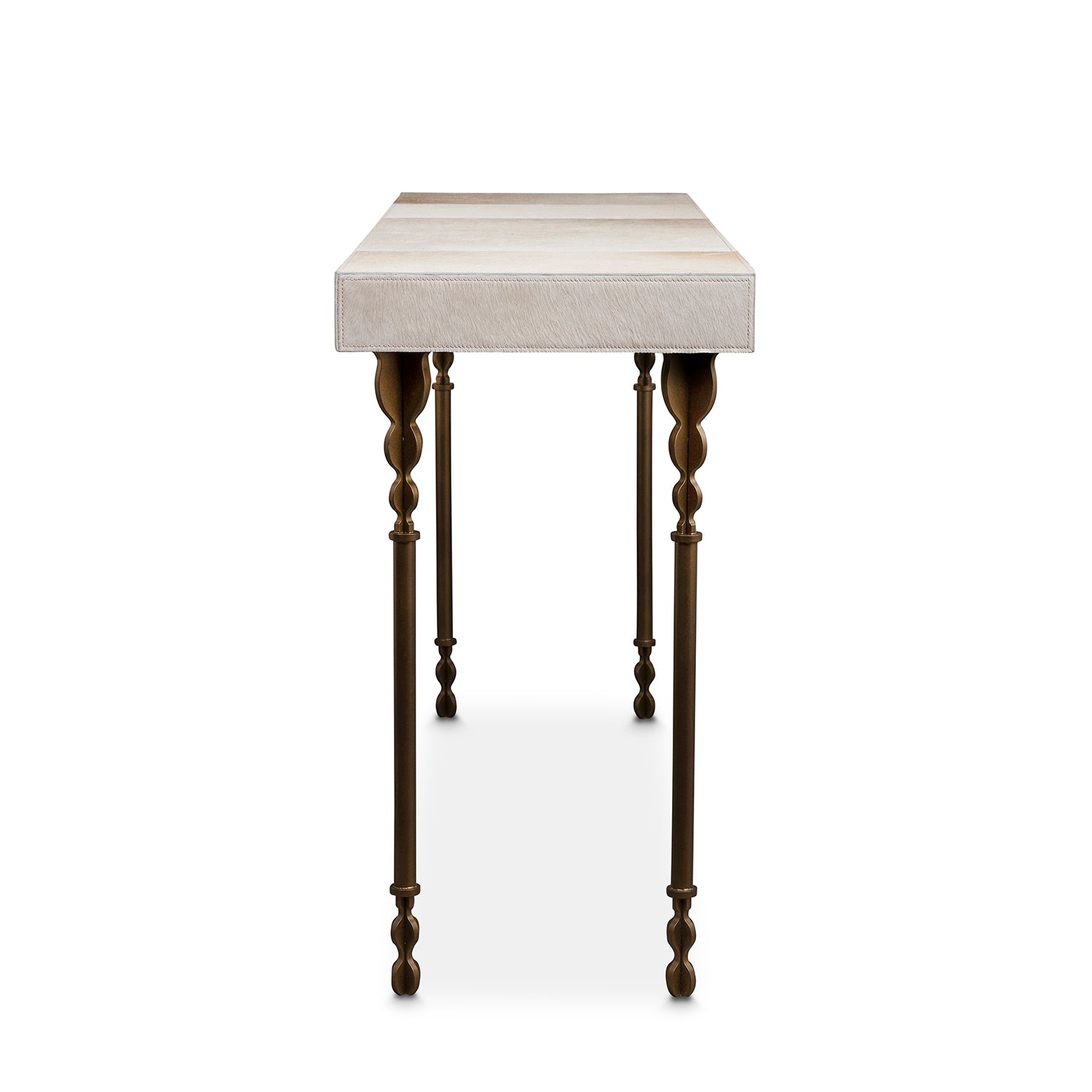 Nguni Cream Cow Hide Console Table - Large