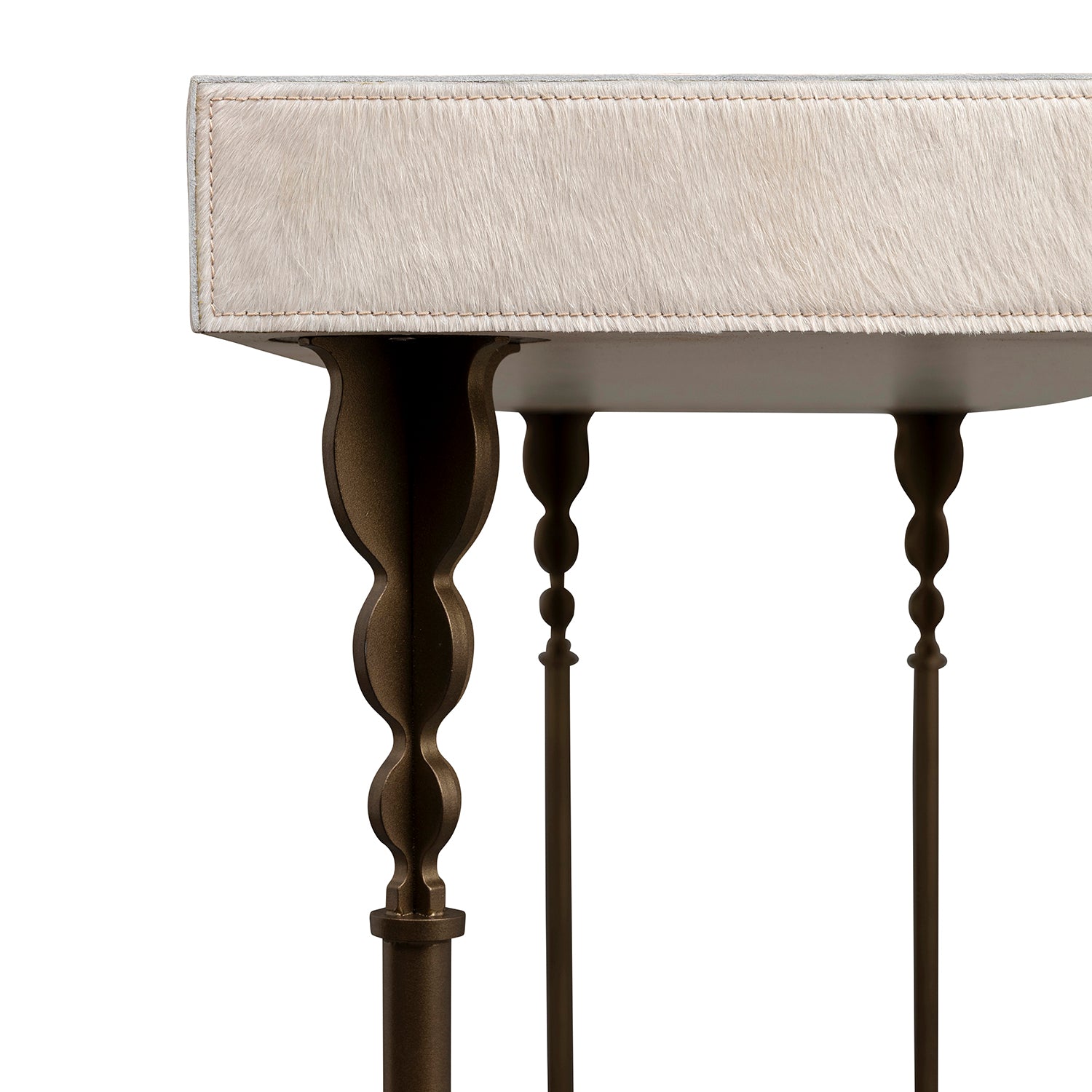 Nguni Cream Cow Hide Console Table - Large