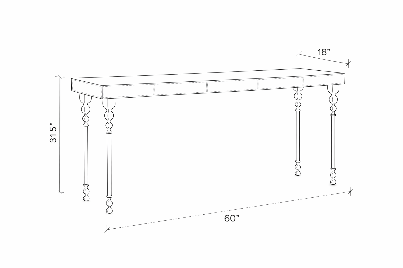 Nguni Cream Cow Hide Console Table - Large