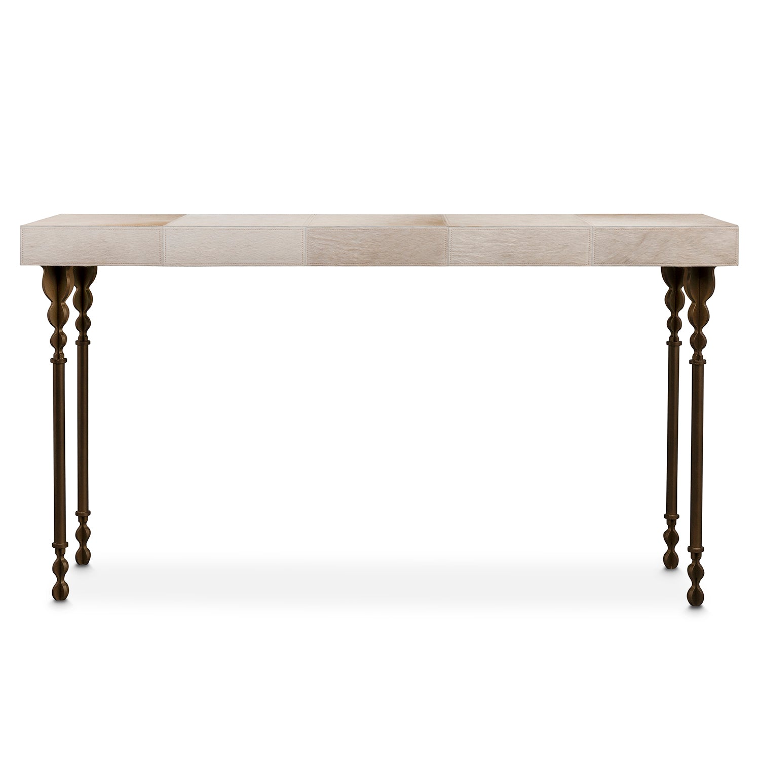 Nguni Cream Cow Hide Console Table - Large