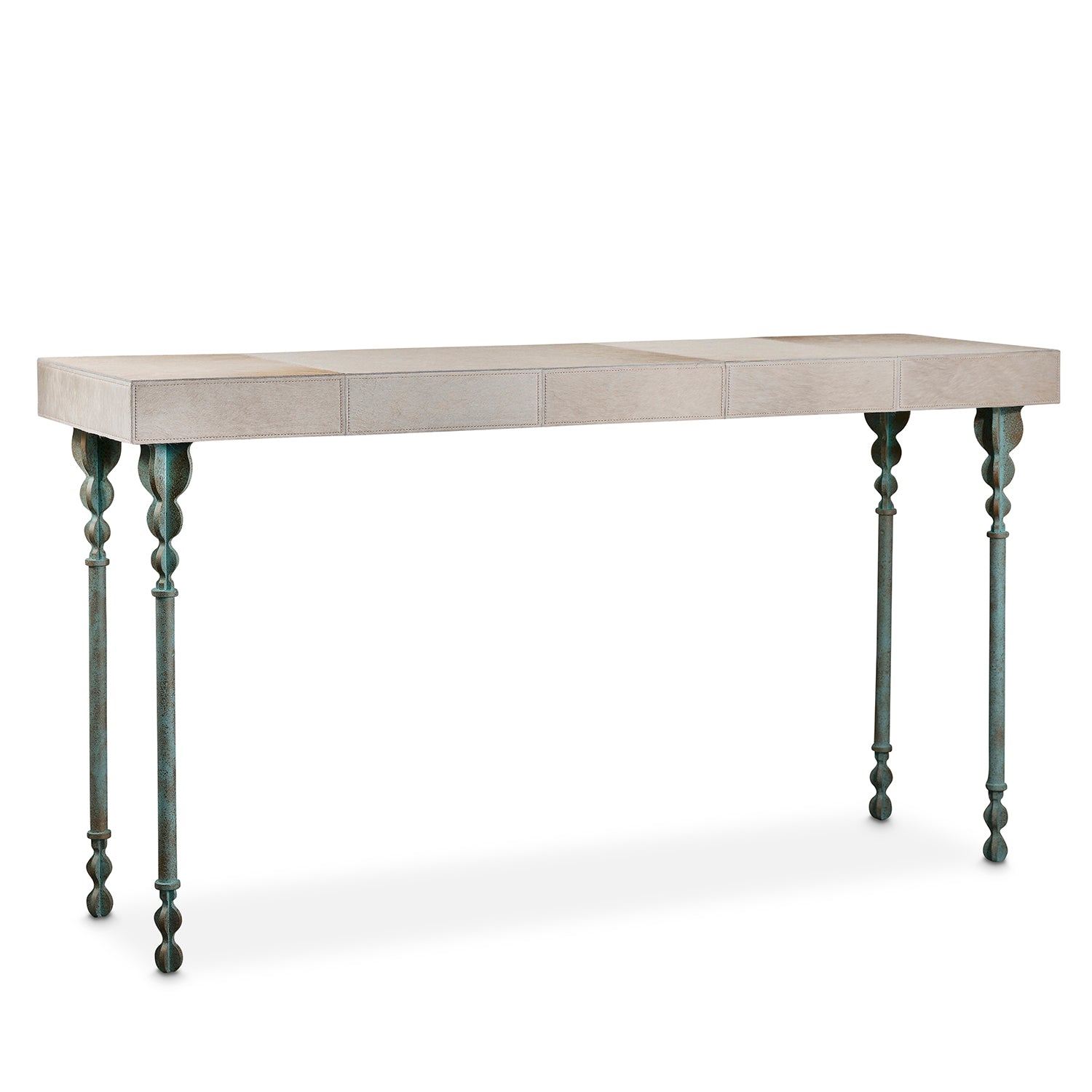 Nguni Cream Cow Hide Console Table - Large