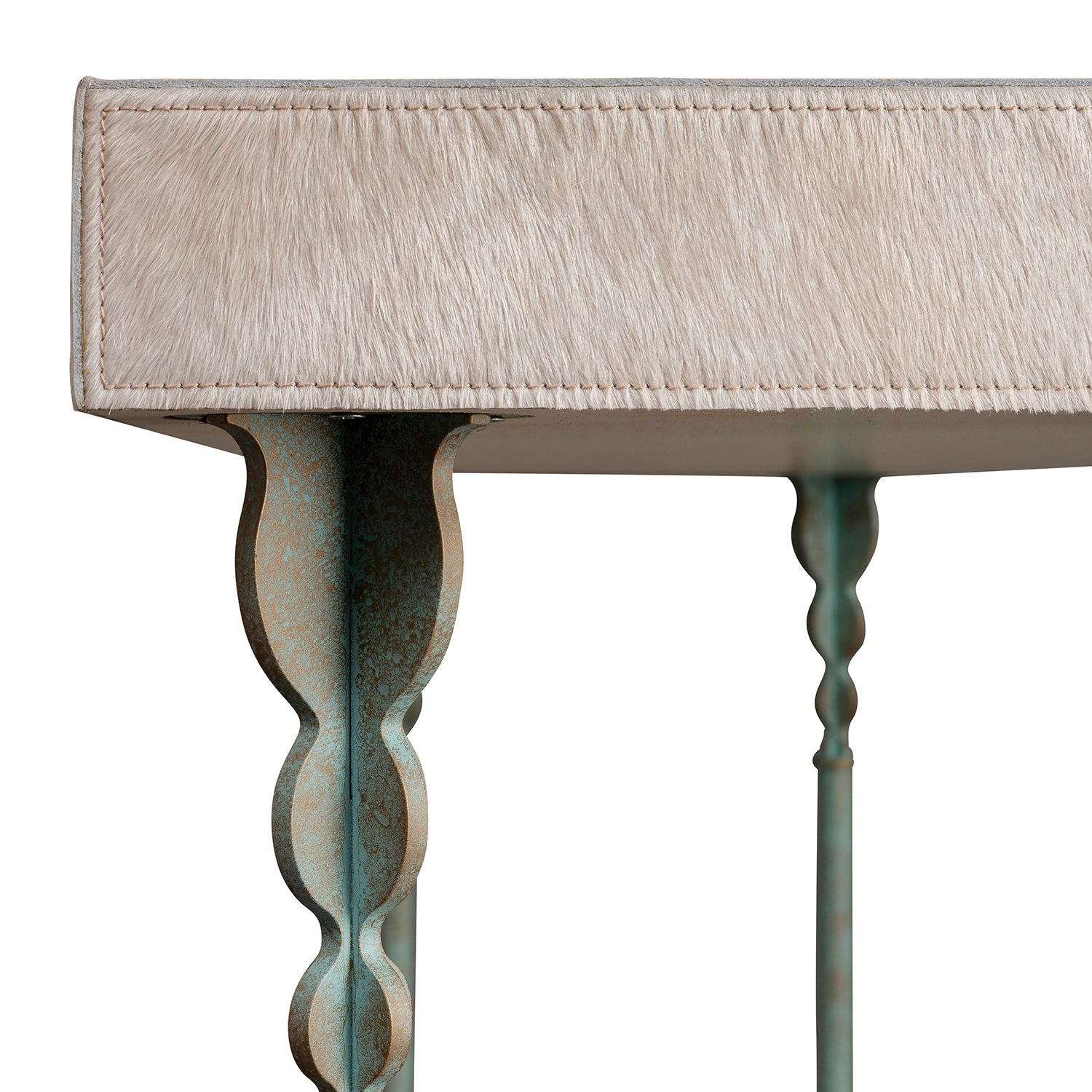 Nguni Cream Cow Hide Console Table - Large