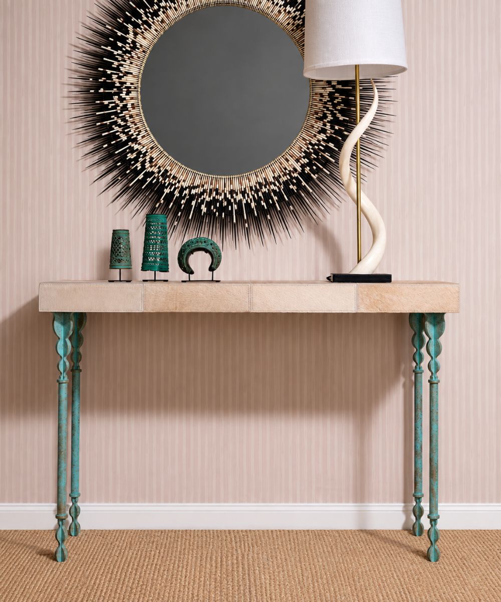 Nguni Cream Cow Hide Console Table - Small