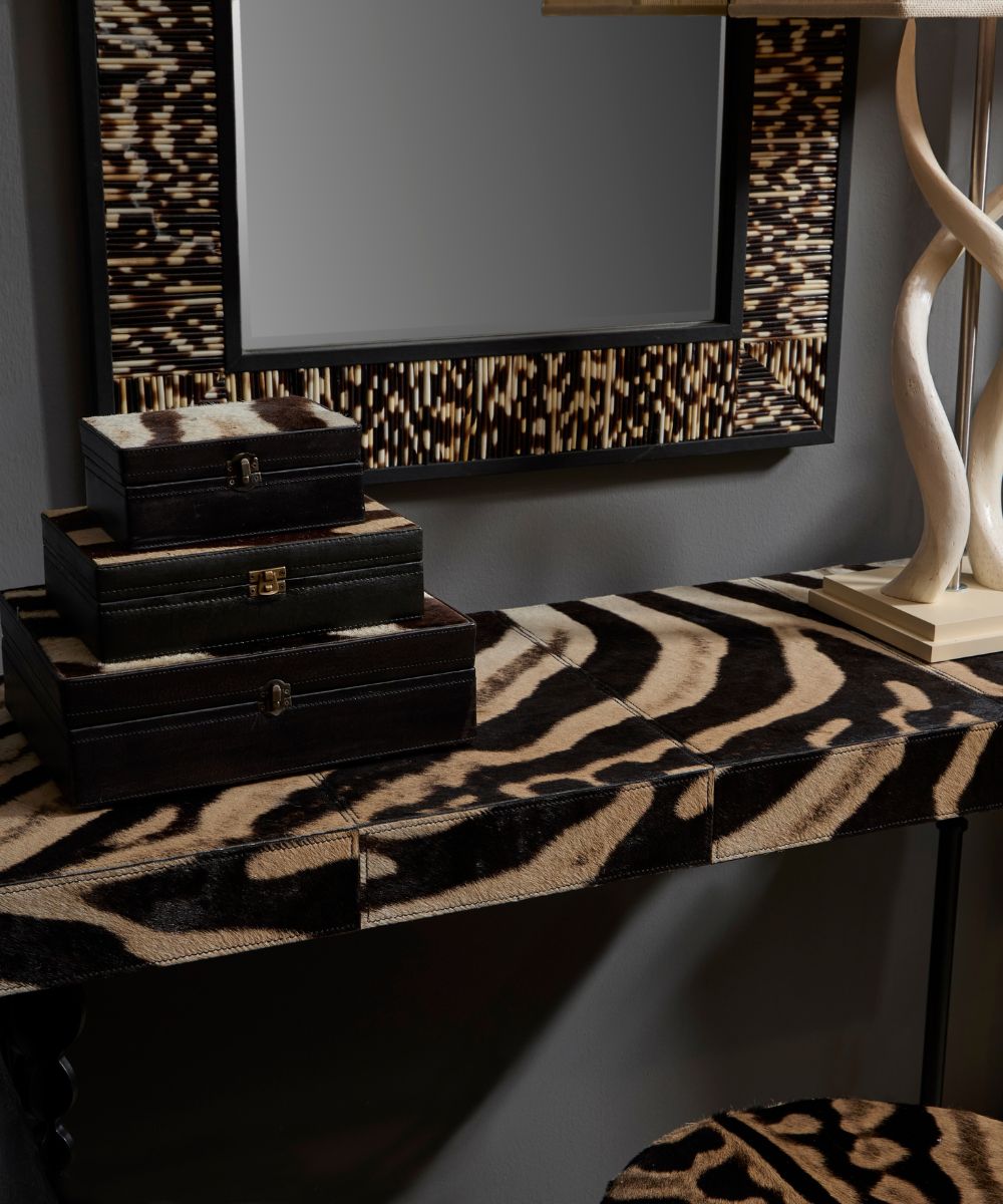 Nguni Zebra Hide Console Table