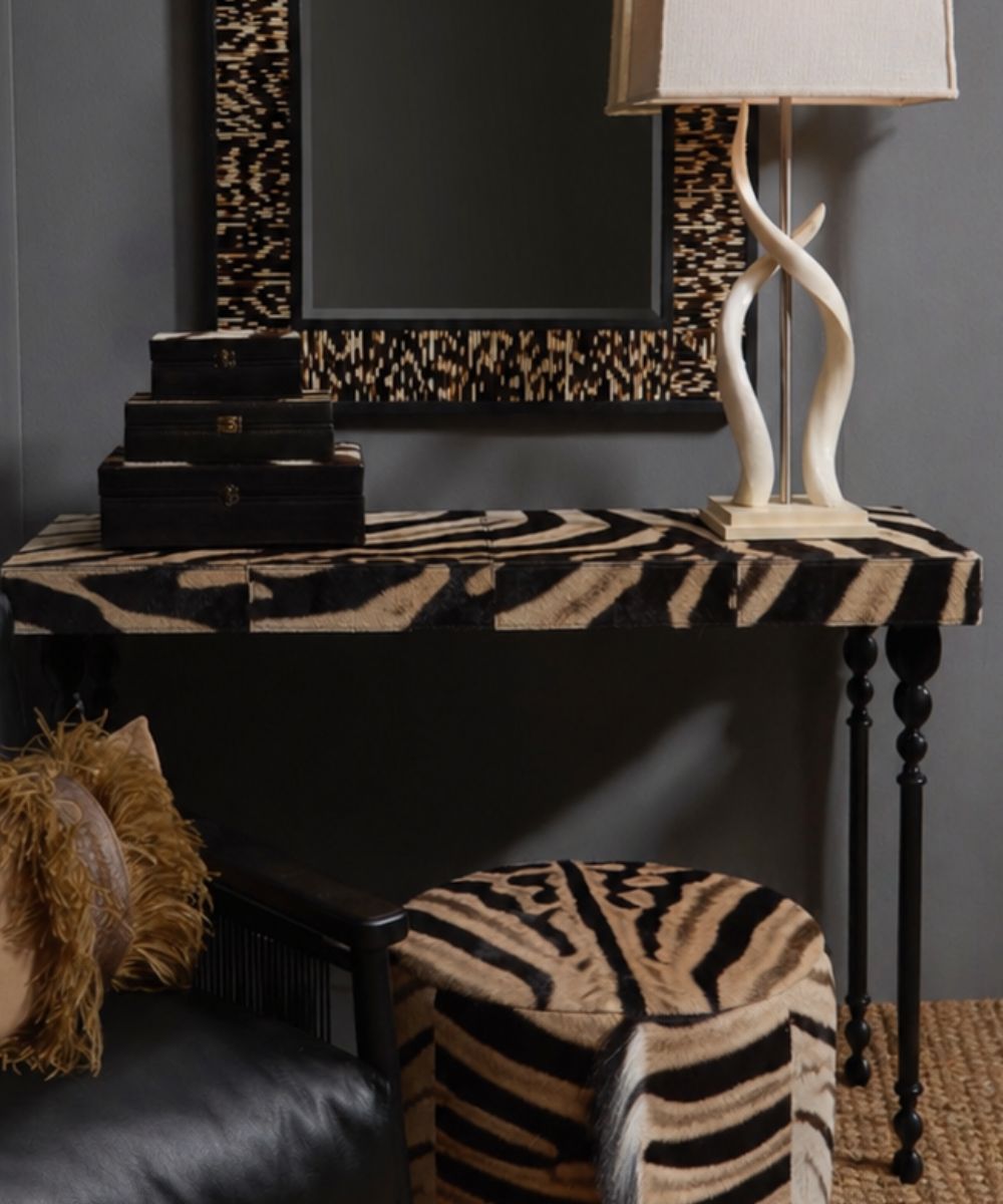 Nguni Zebra Hide Console Table