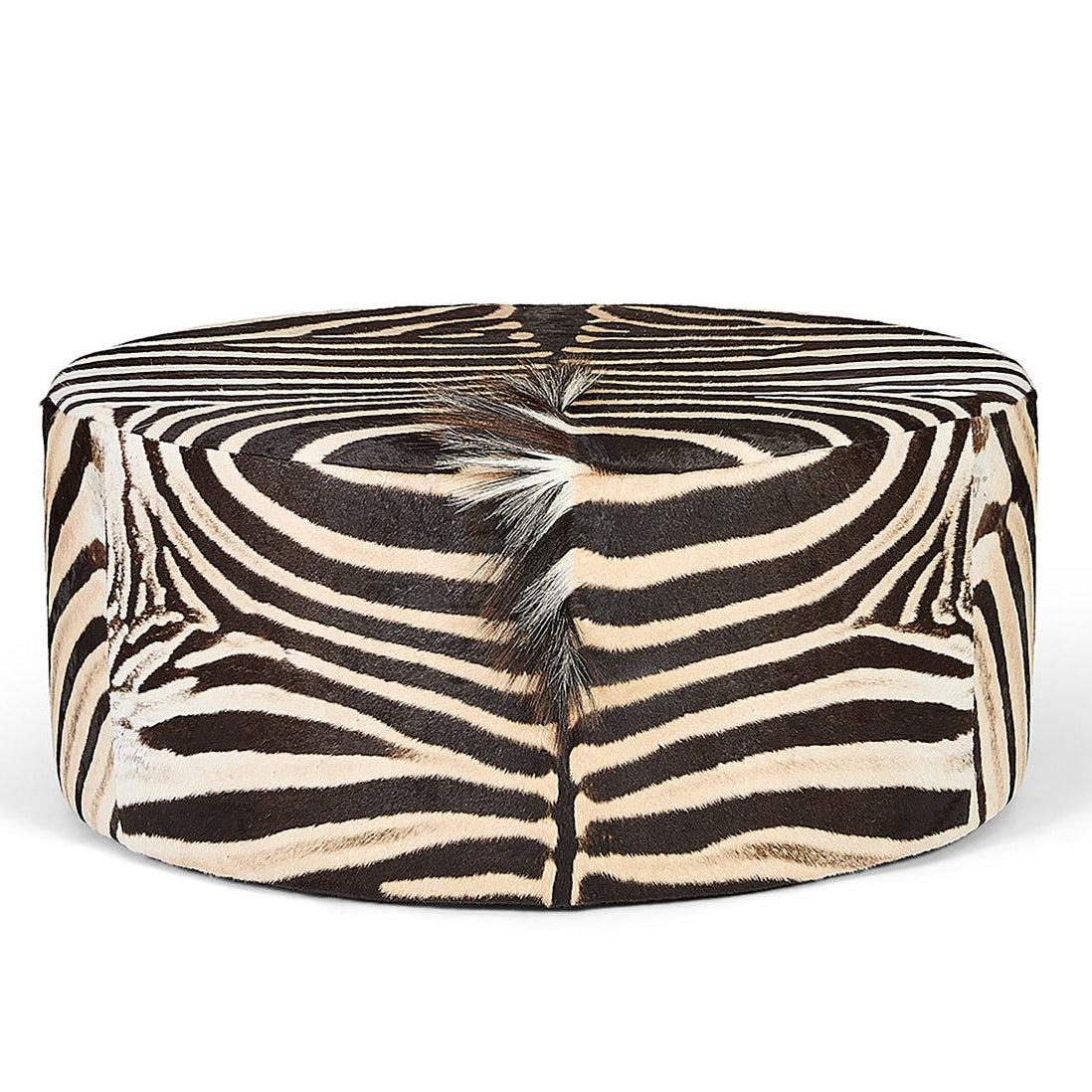 Large Round Zebra Hide Ottoman