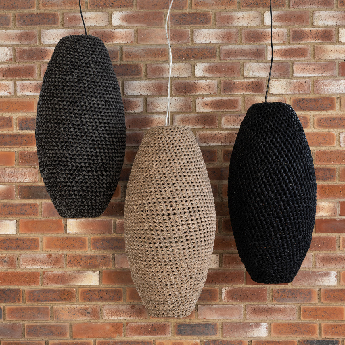 Large Crocheted Leather Pod Pendant