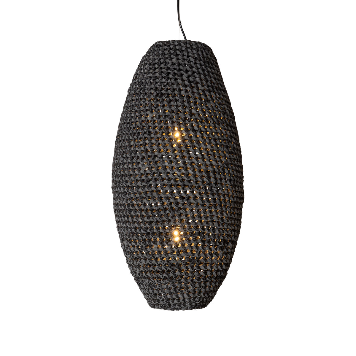 Large Crocheted Leather Pod Pendant