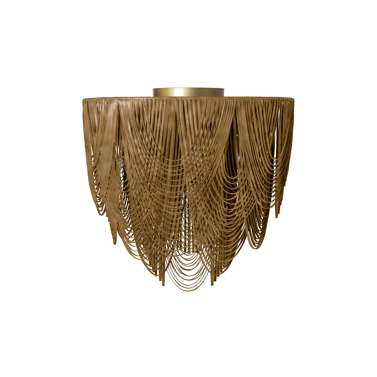 Large Round Whisper Flush Mount Leather Chandelier