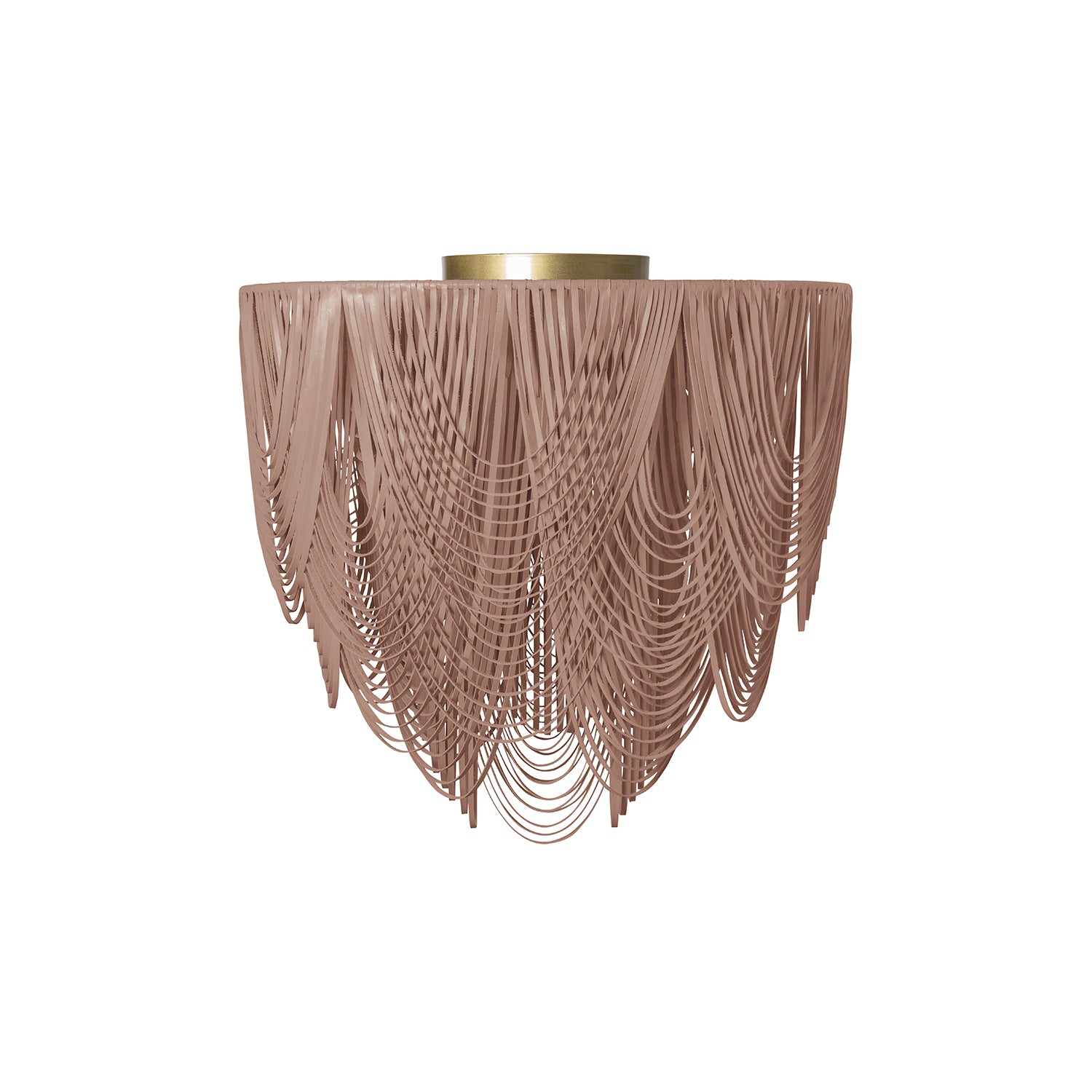 Large Round Whisper Flush Mount Leather Chandelier