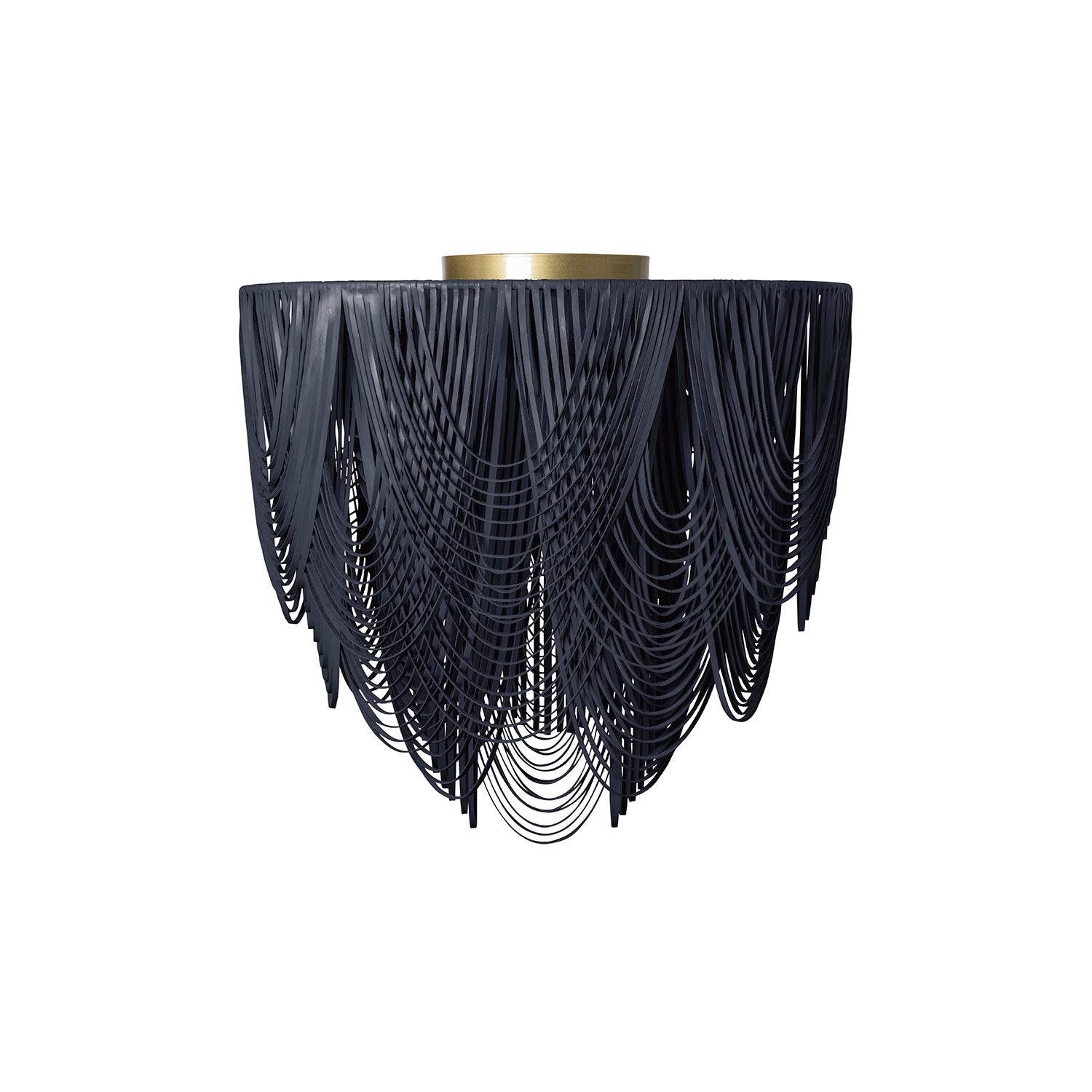 Large Round Whisper Flush Mount Leather Chandelier