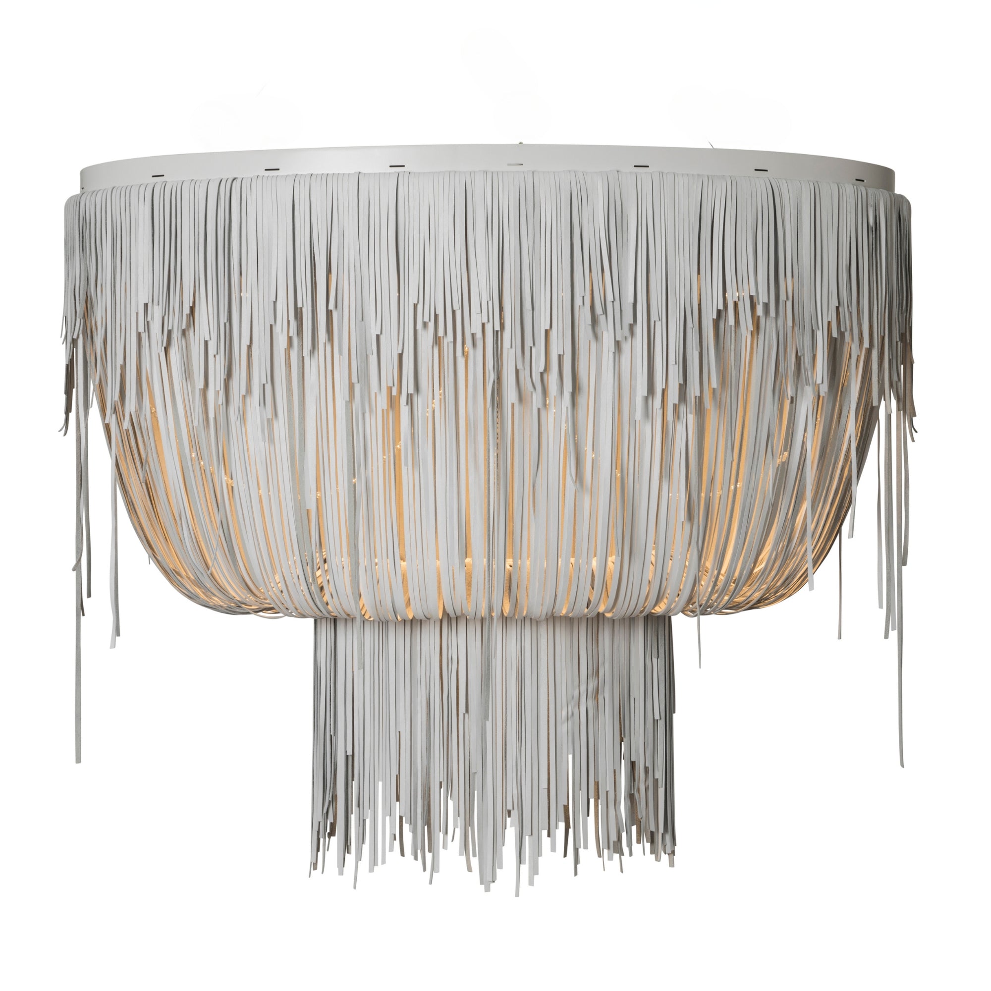 Medium Oval Urchin Flush Mount Leather Chandelier in Premium Leather