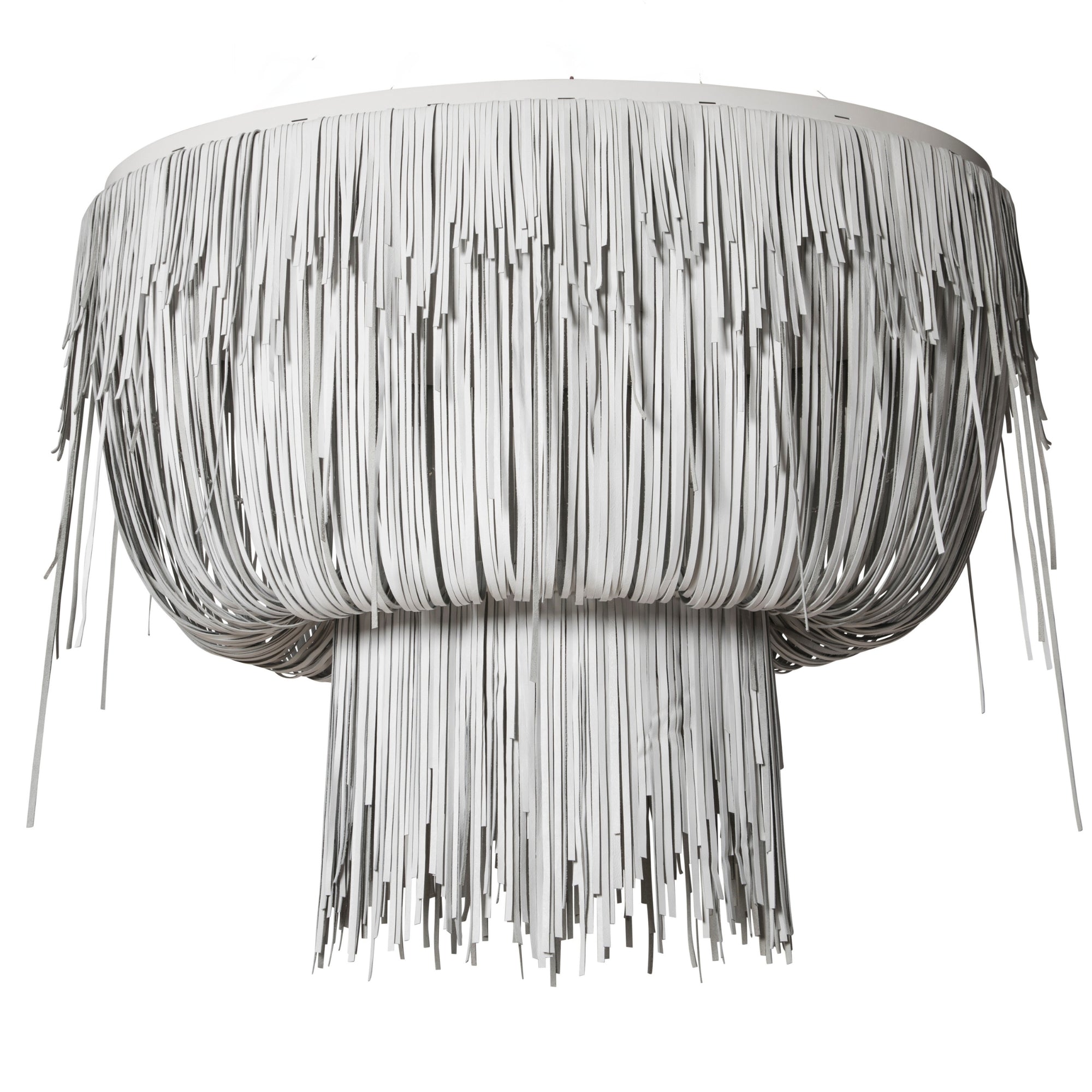 Medium Oval Urchin Flush Mount Leather Chandelier in Premium Leather