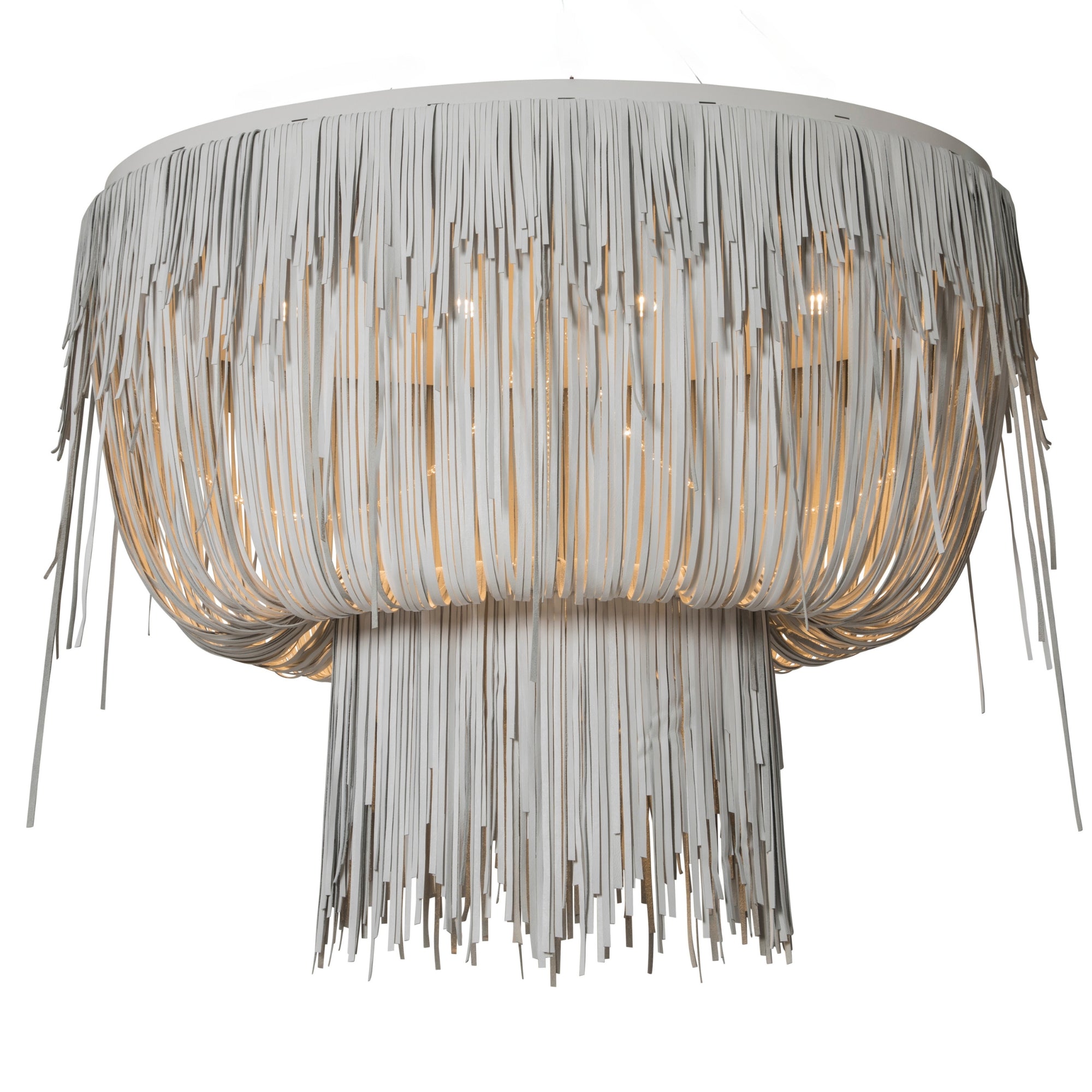 Medium Oval Urchin Flush Mount Leather Chandelier in Premium Leather