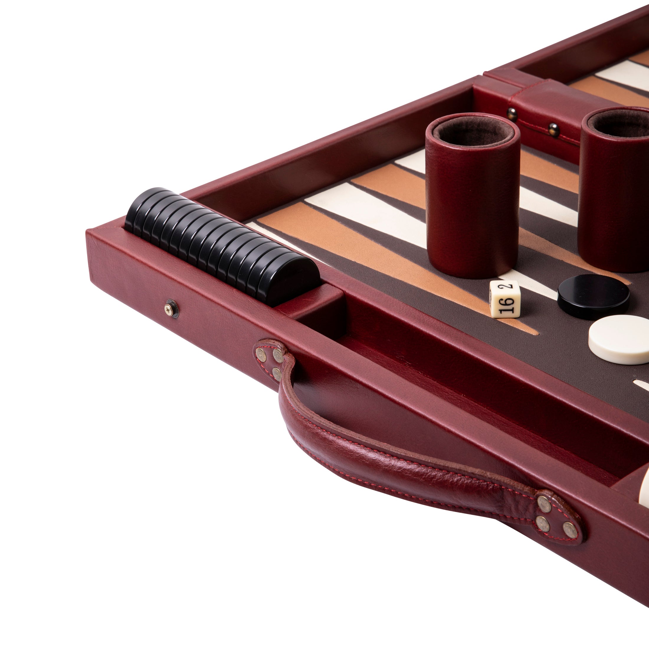 Nino - Large Backgammon - Oxblood Leather