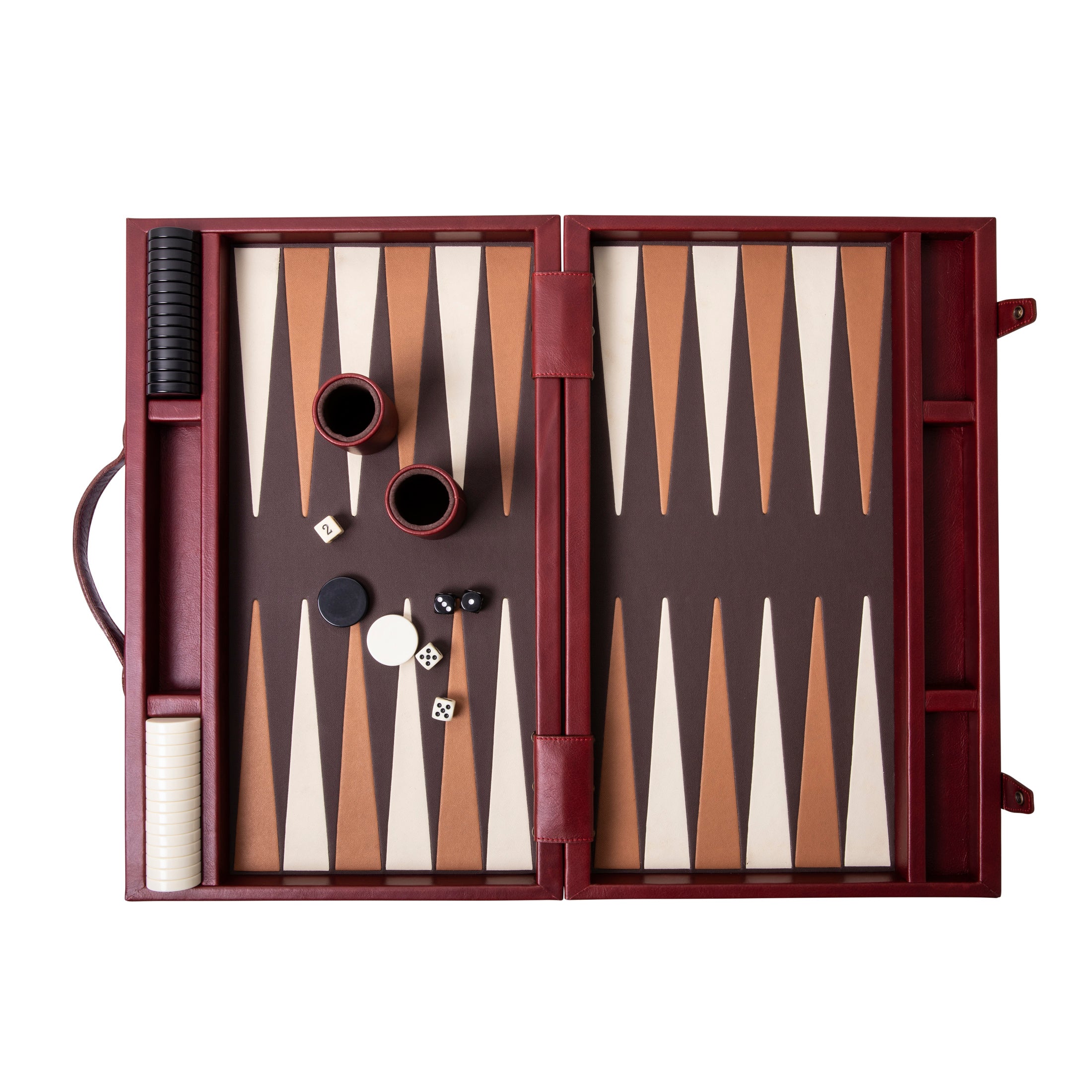 Nino - Large Backgammon - Oxblood Leather