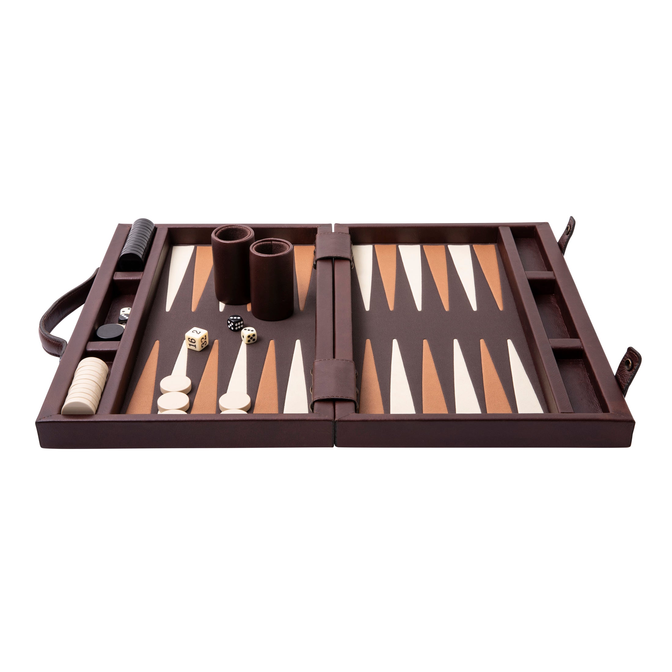 Nino - Small Backgammon - Choc Leather