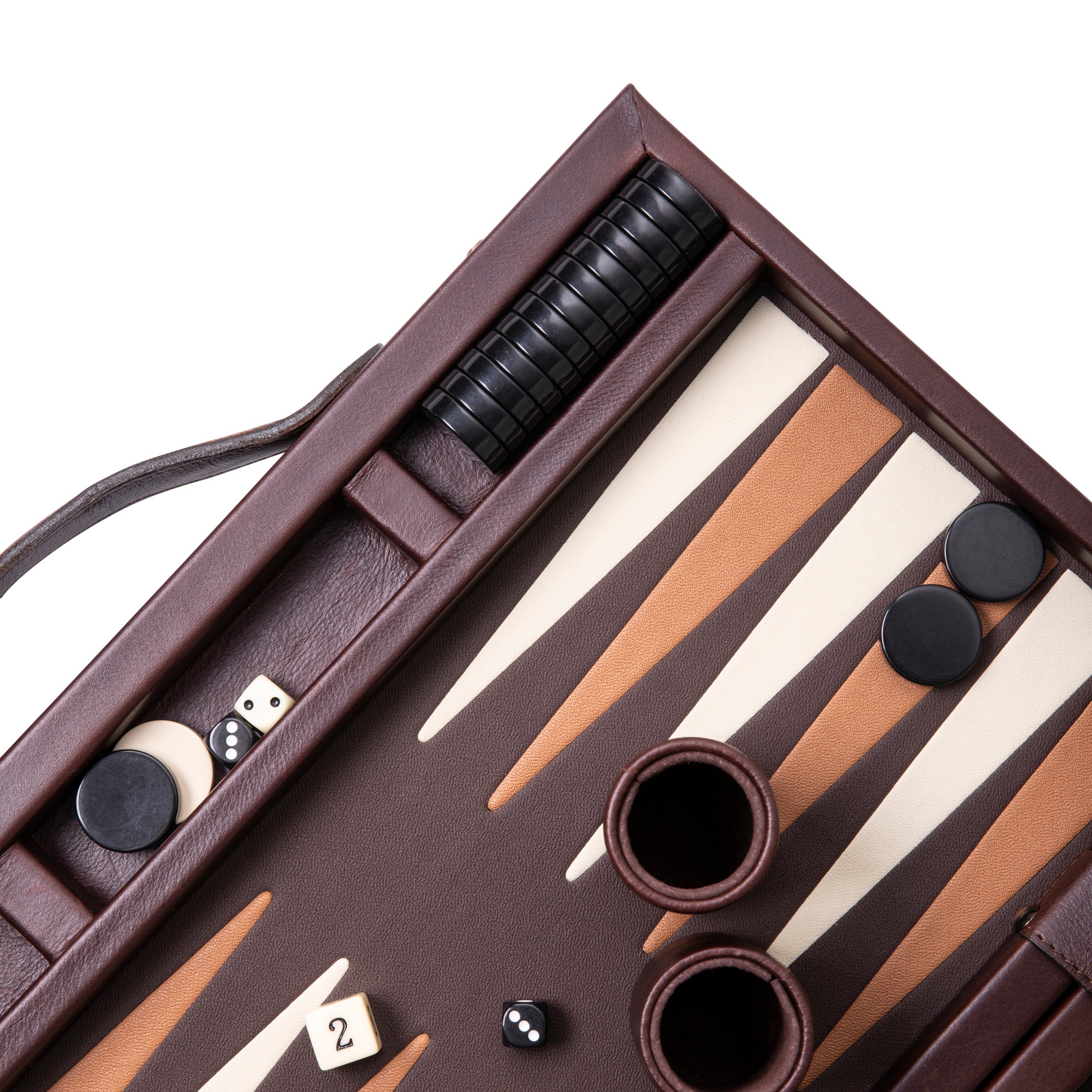 Nino - Small Backgammon - Choc Leather