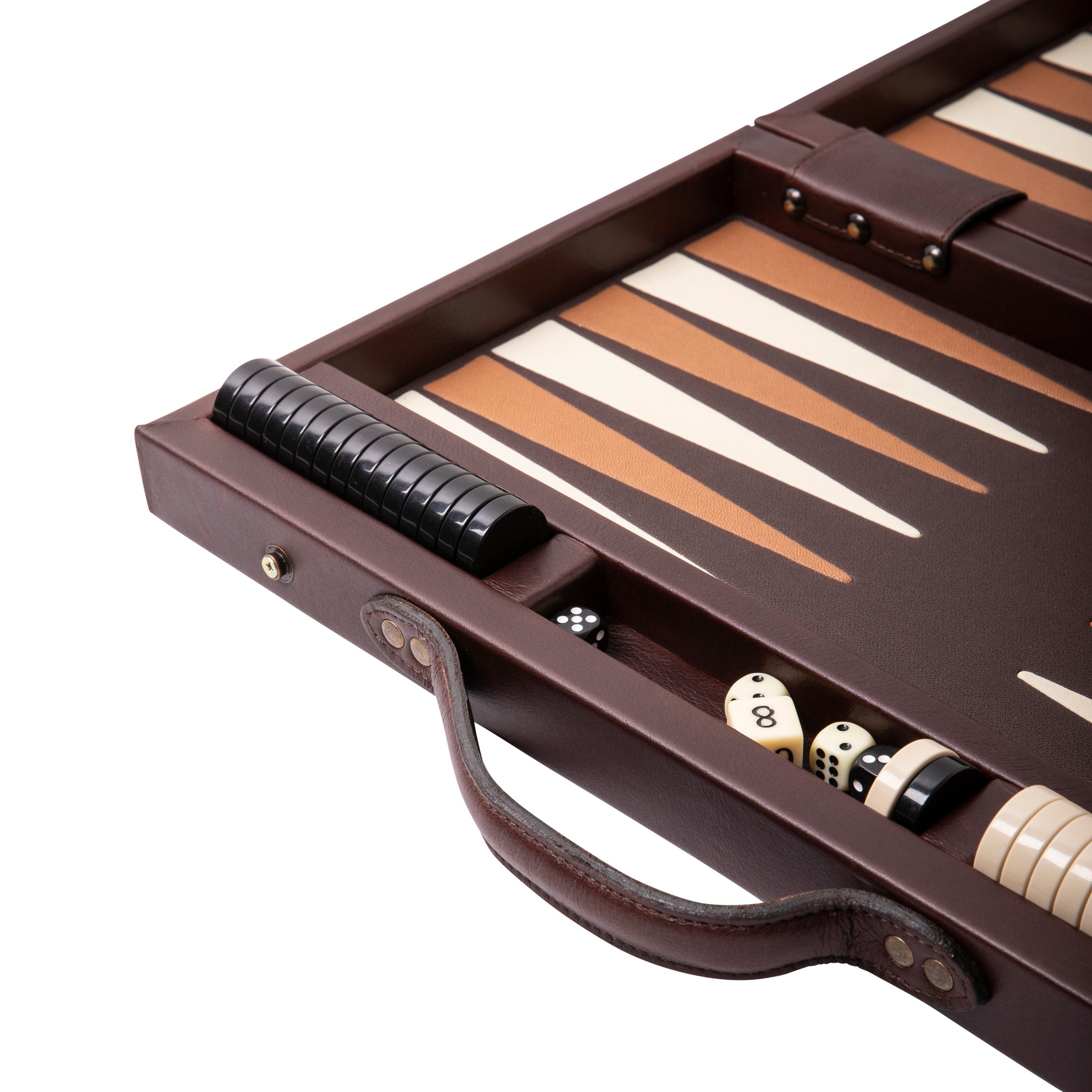 Nino - Small Backgammon - Choc Leather