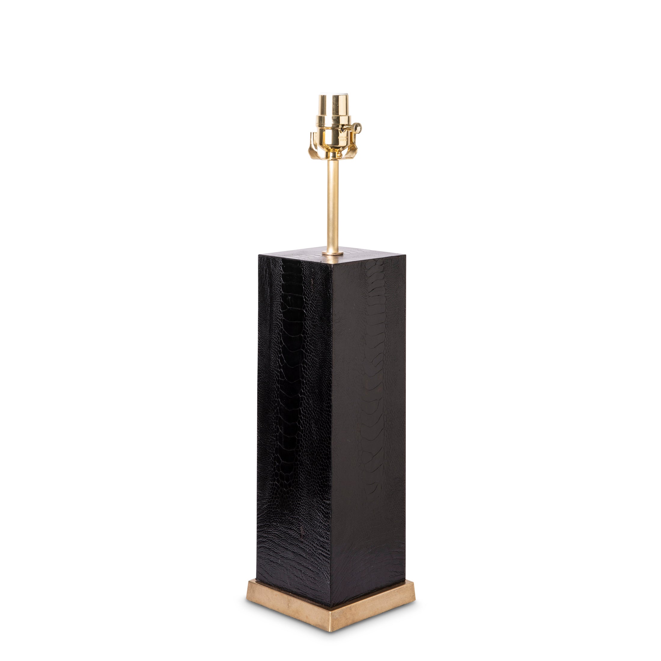 Keira Column Table Lamp in Black Ostrich Shin