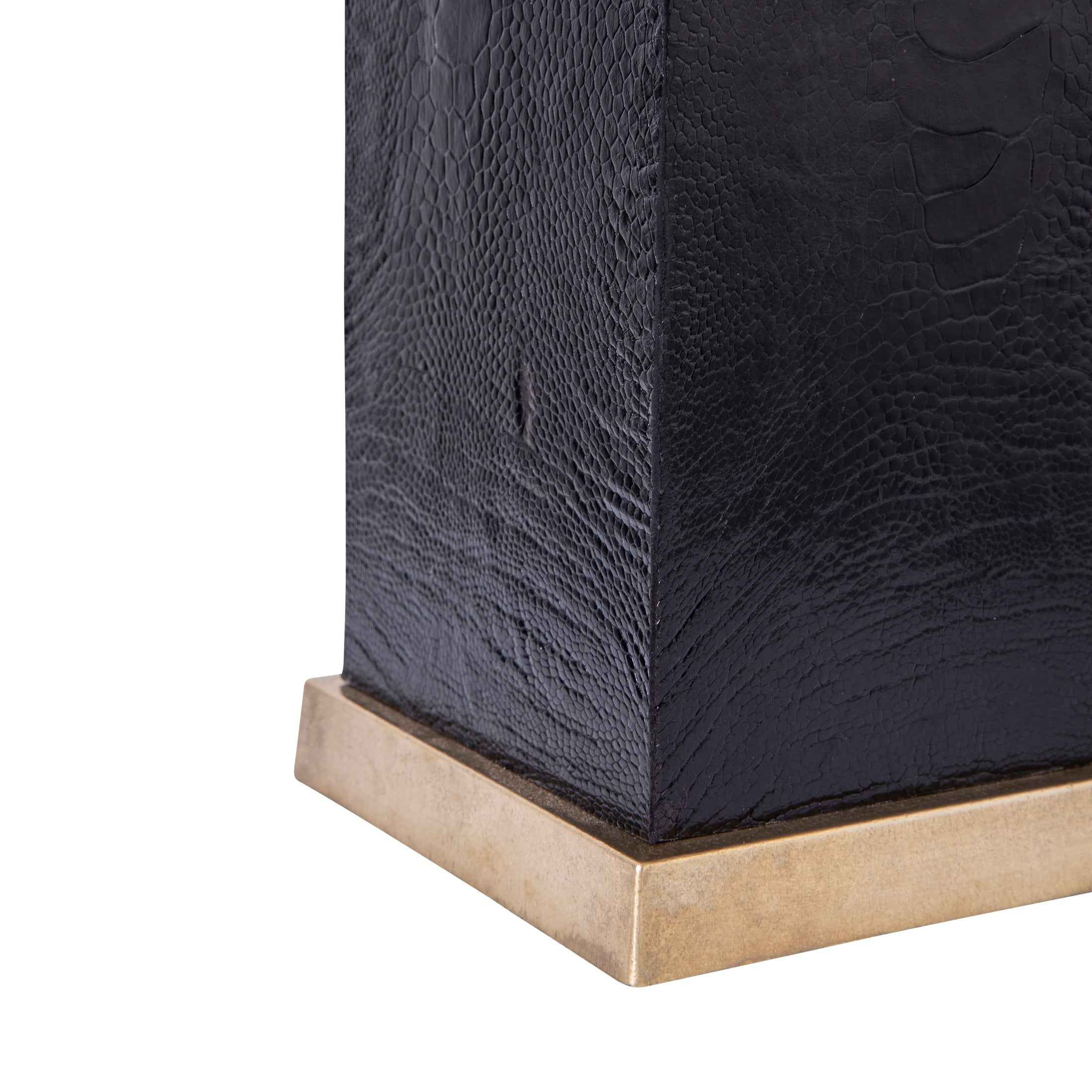 Keira Column Table Lamp in Black Ostrich Shin