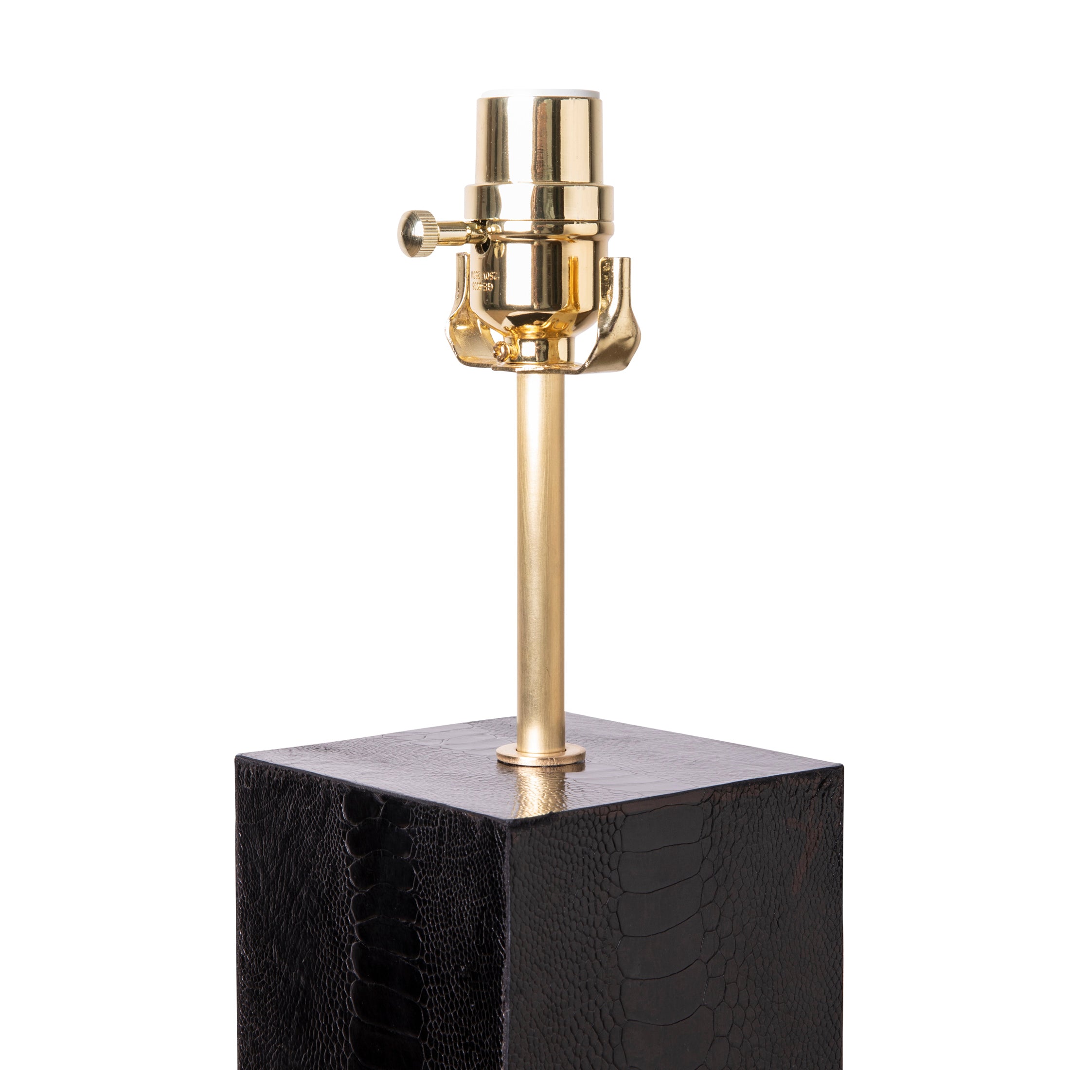 Keira Column Table Lamp in Black Ostrich Shin