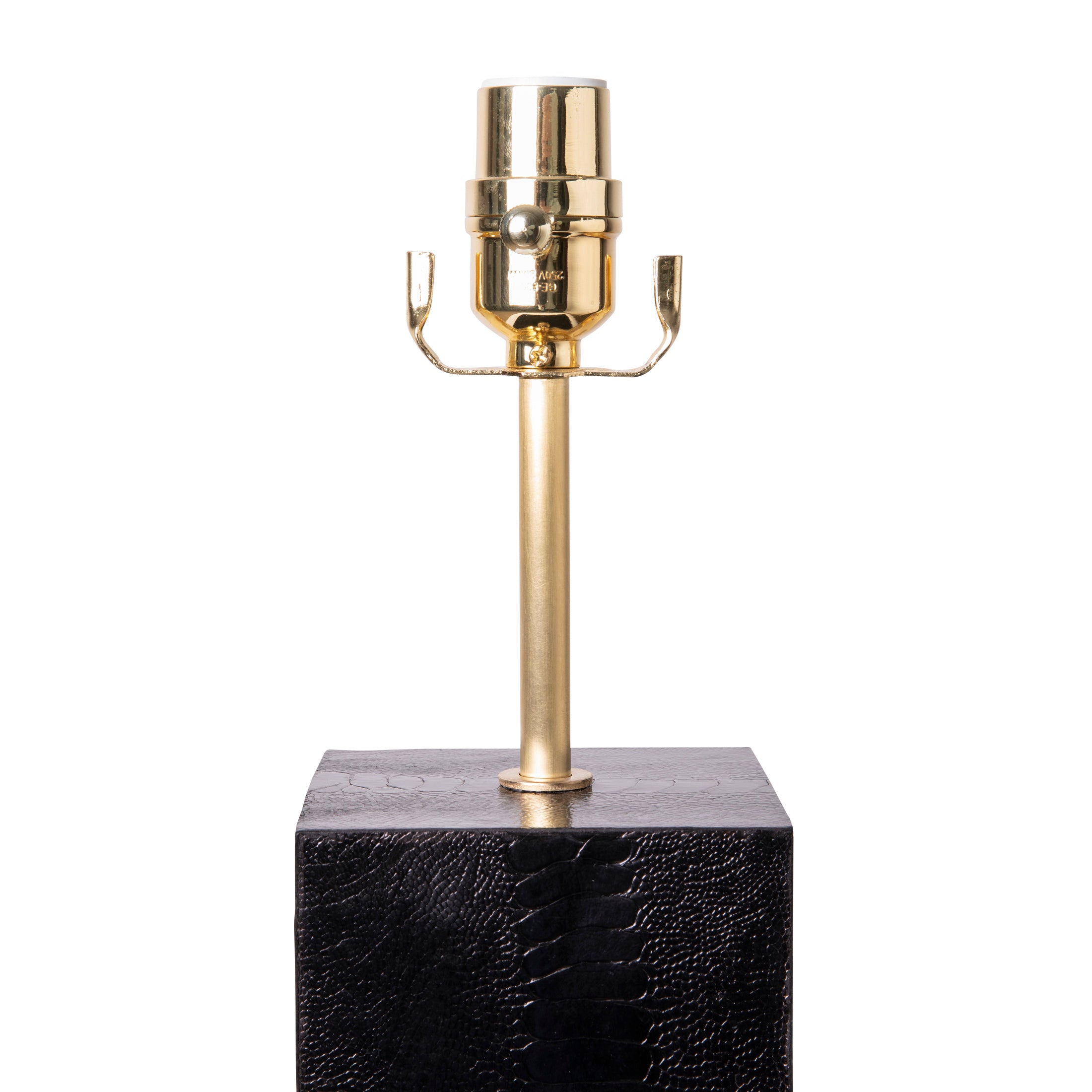 Keira Column Table Lamp in Black Ostrich Shin