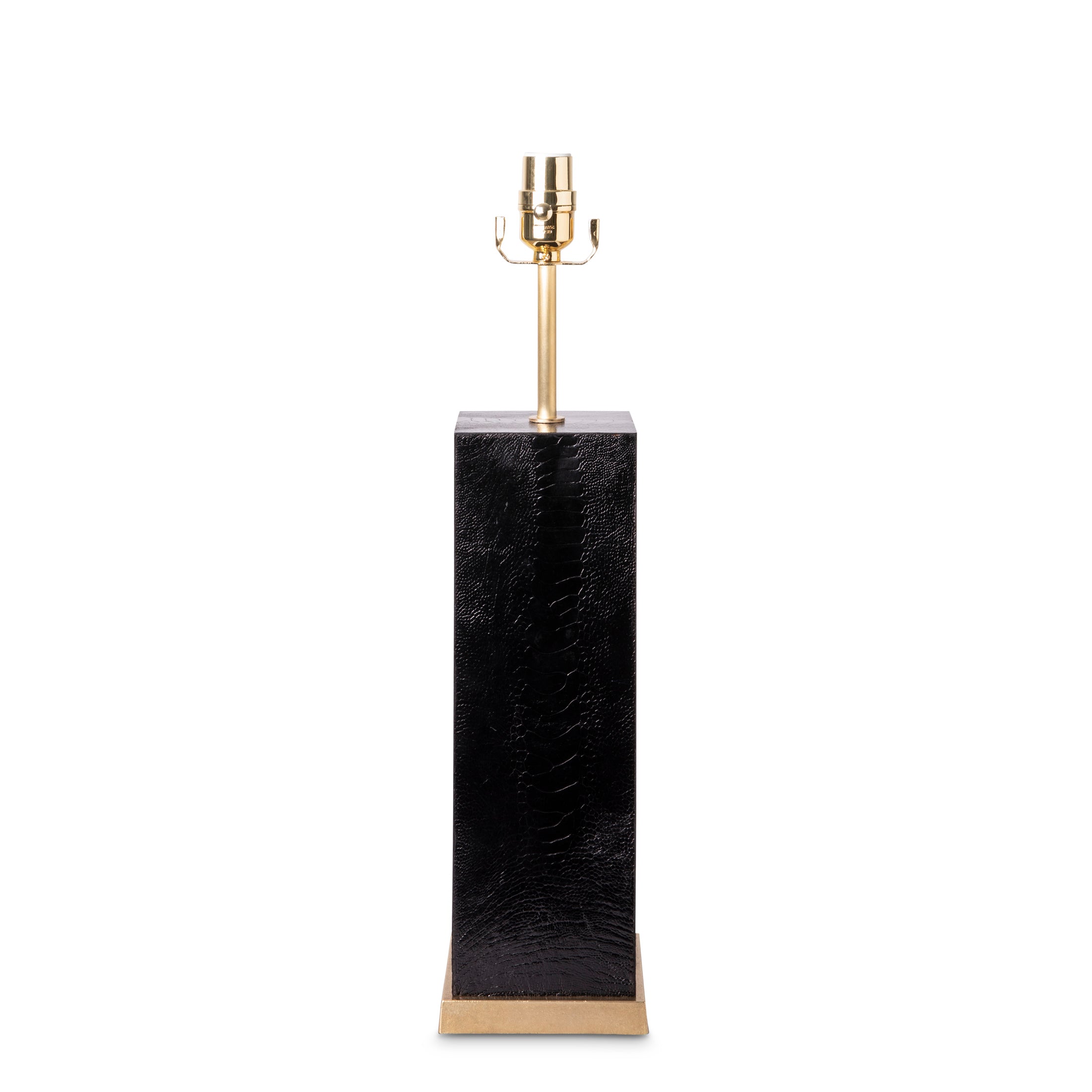 Keira Column Table Lamp in Black Ostrich Shin