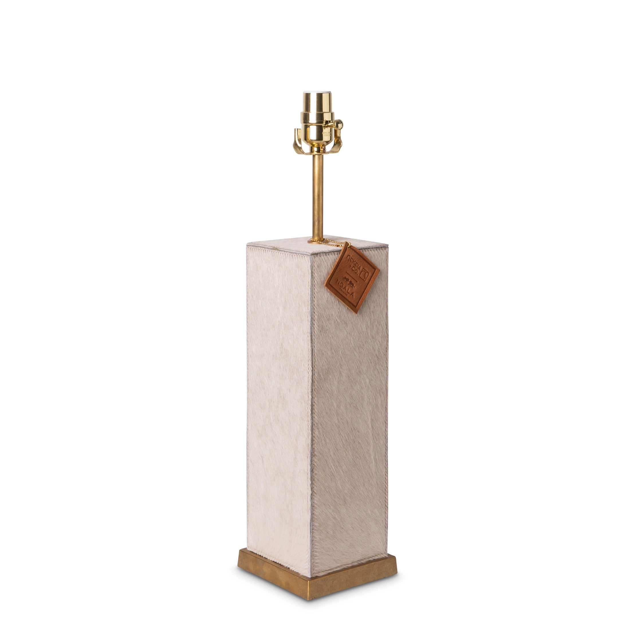 Keira Column Table Lamp in Cream Cow Hide