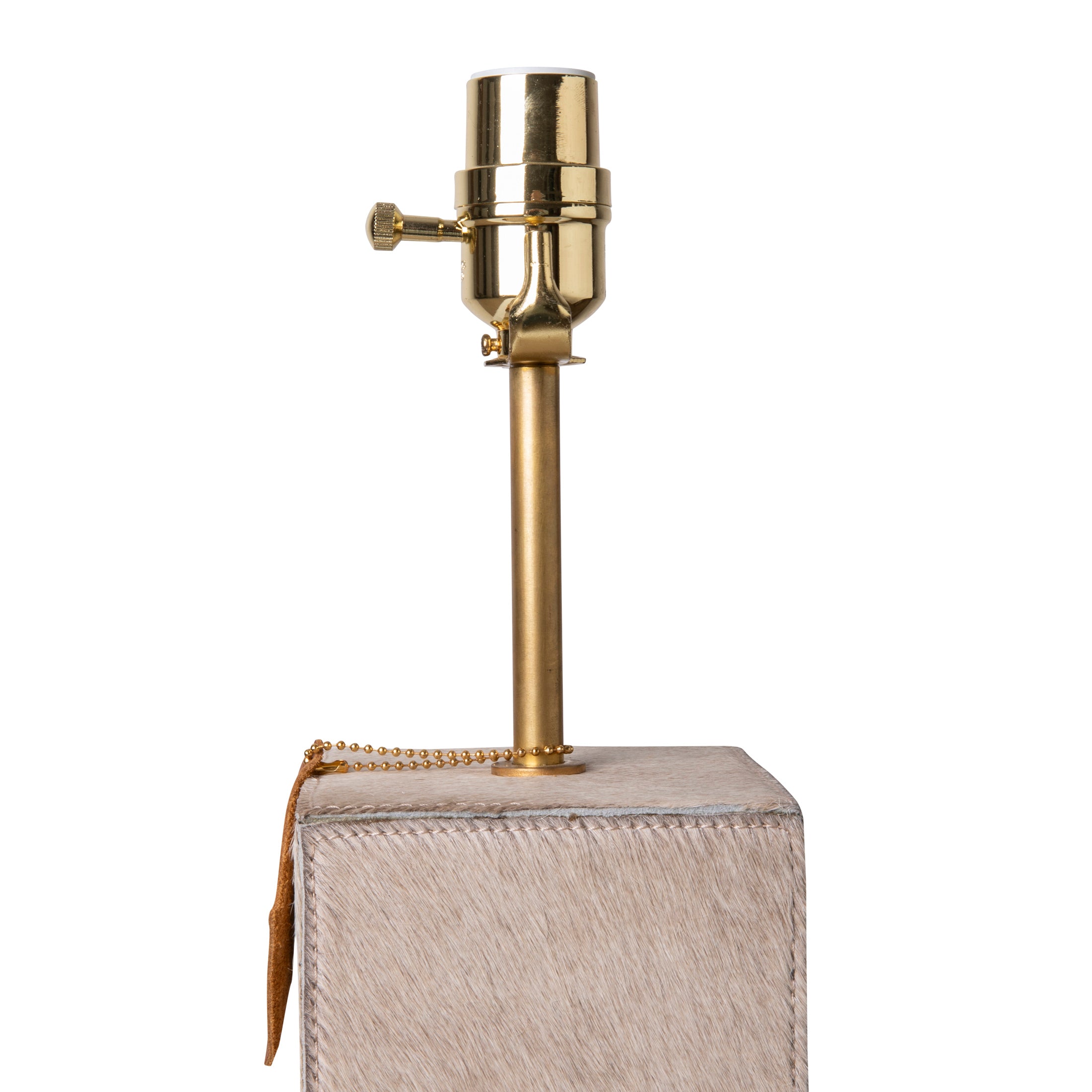 Keira Column Table Lamp in Cream Cow Hide