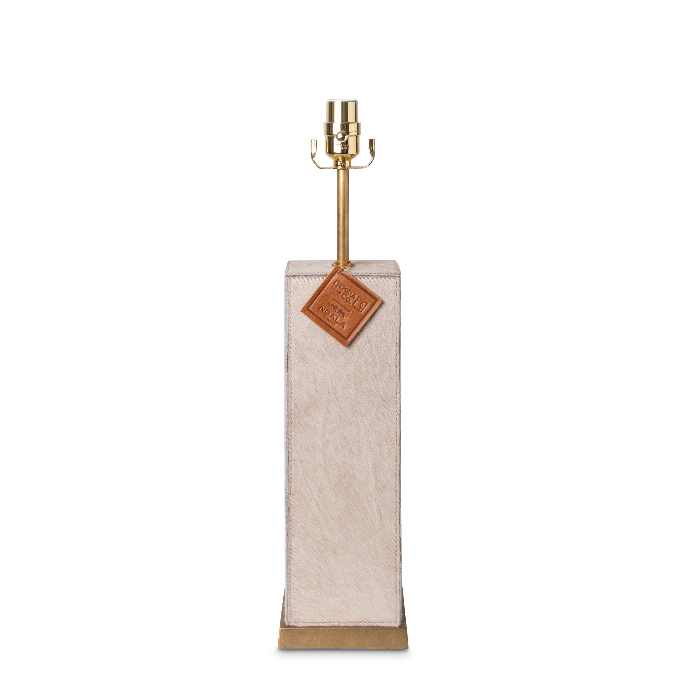 Keira Column Table Lamp in Cream Cow Hide