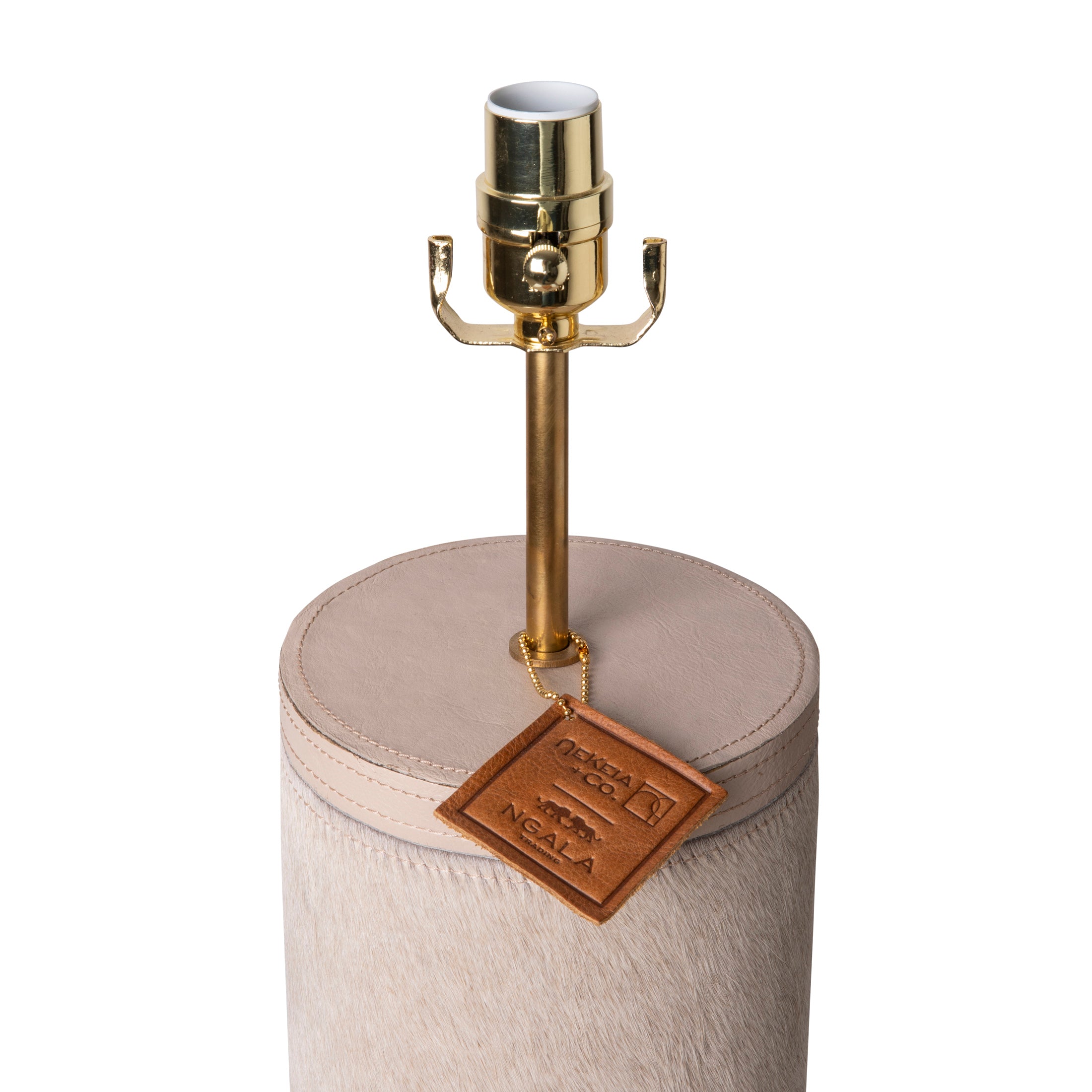 Nolu Table Lamp in Cream Cow Hide