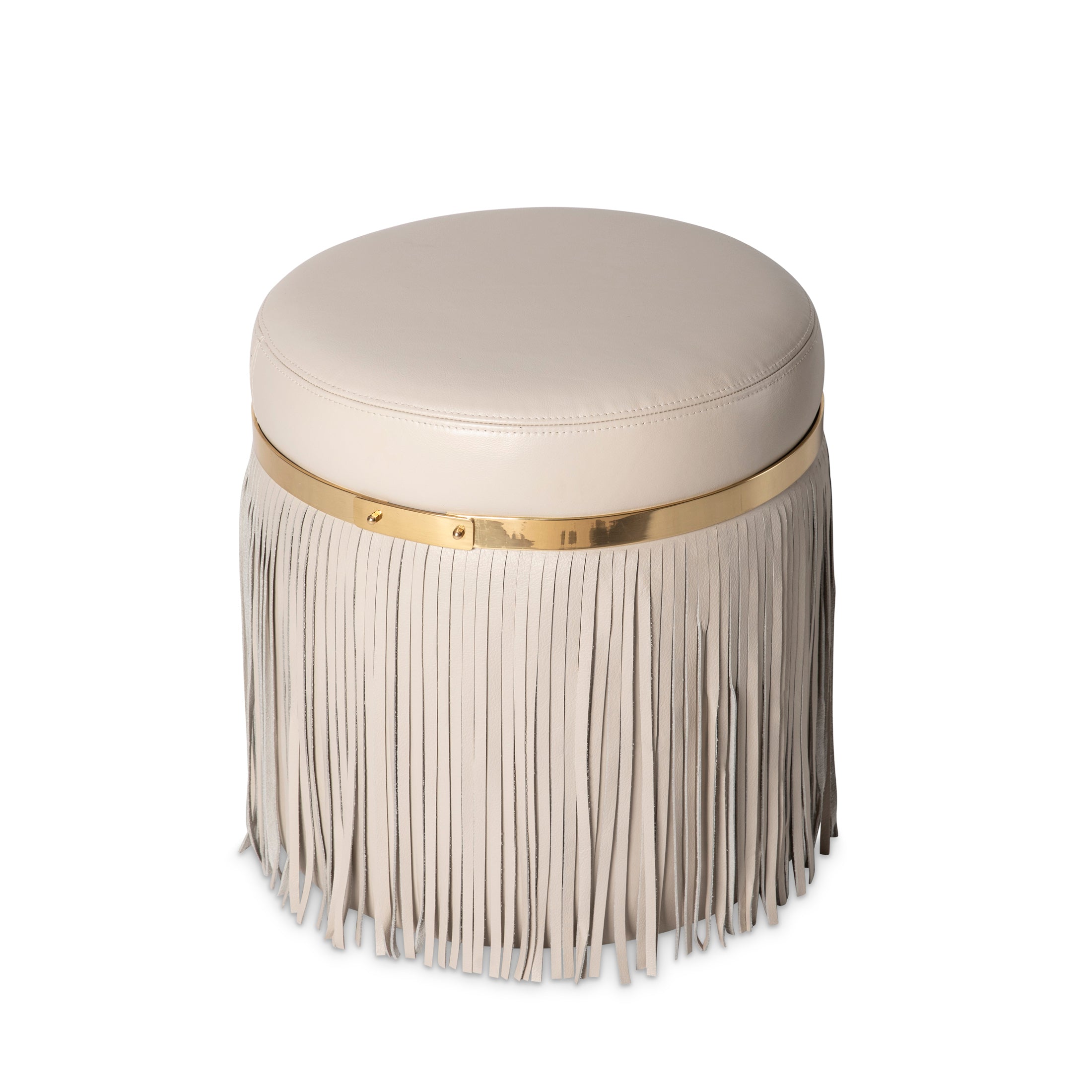 Nobu Ottoman in Cream-Stone Leather