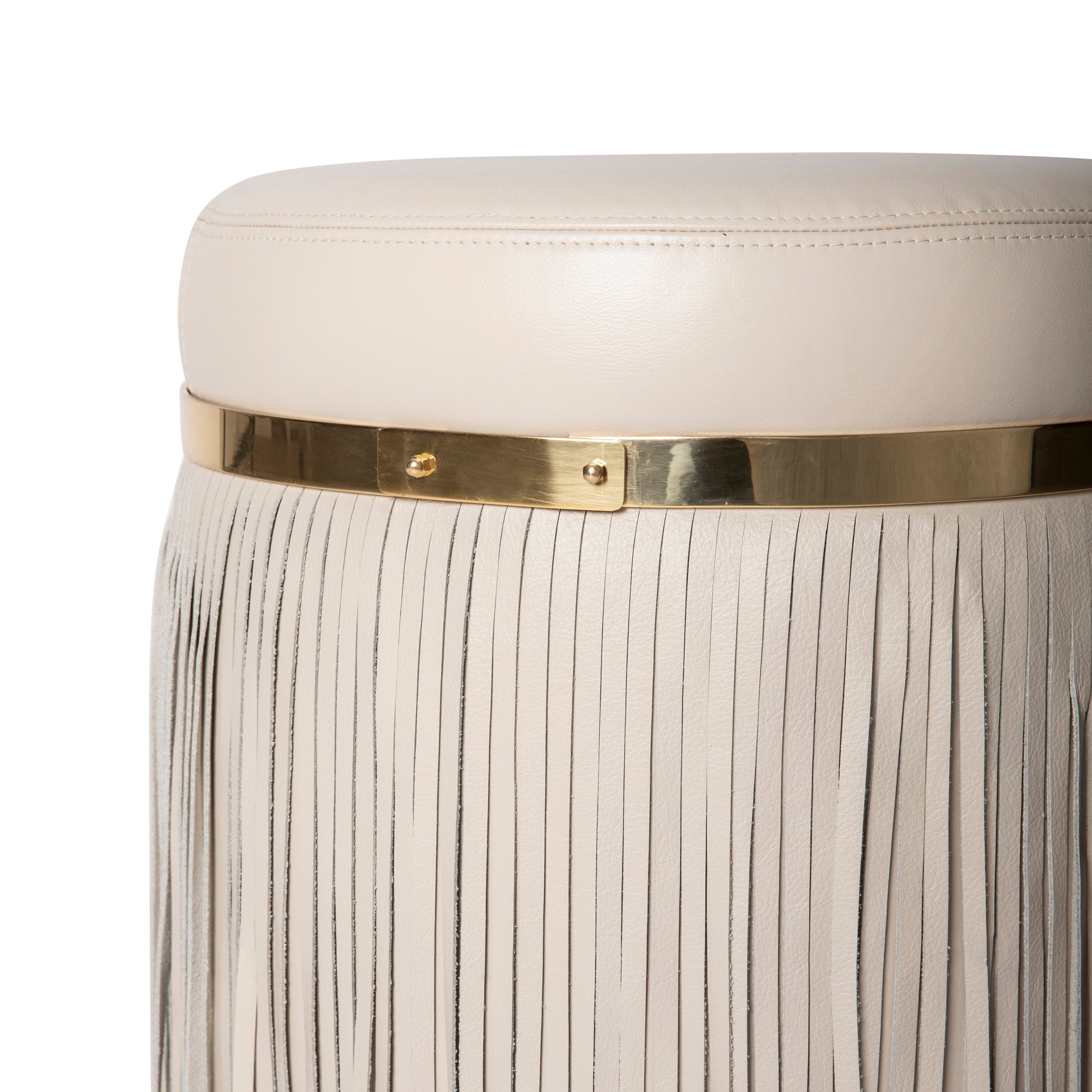 Nobu Ottoman in Cream-Stone Leather