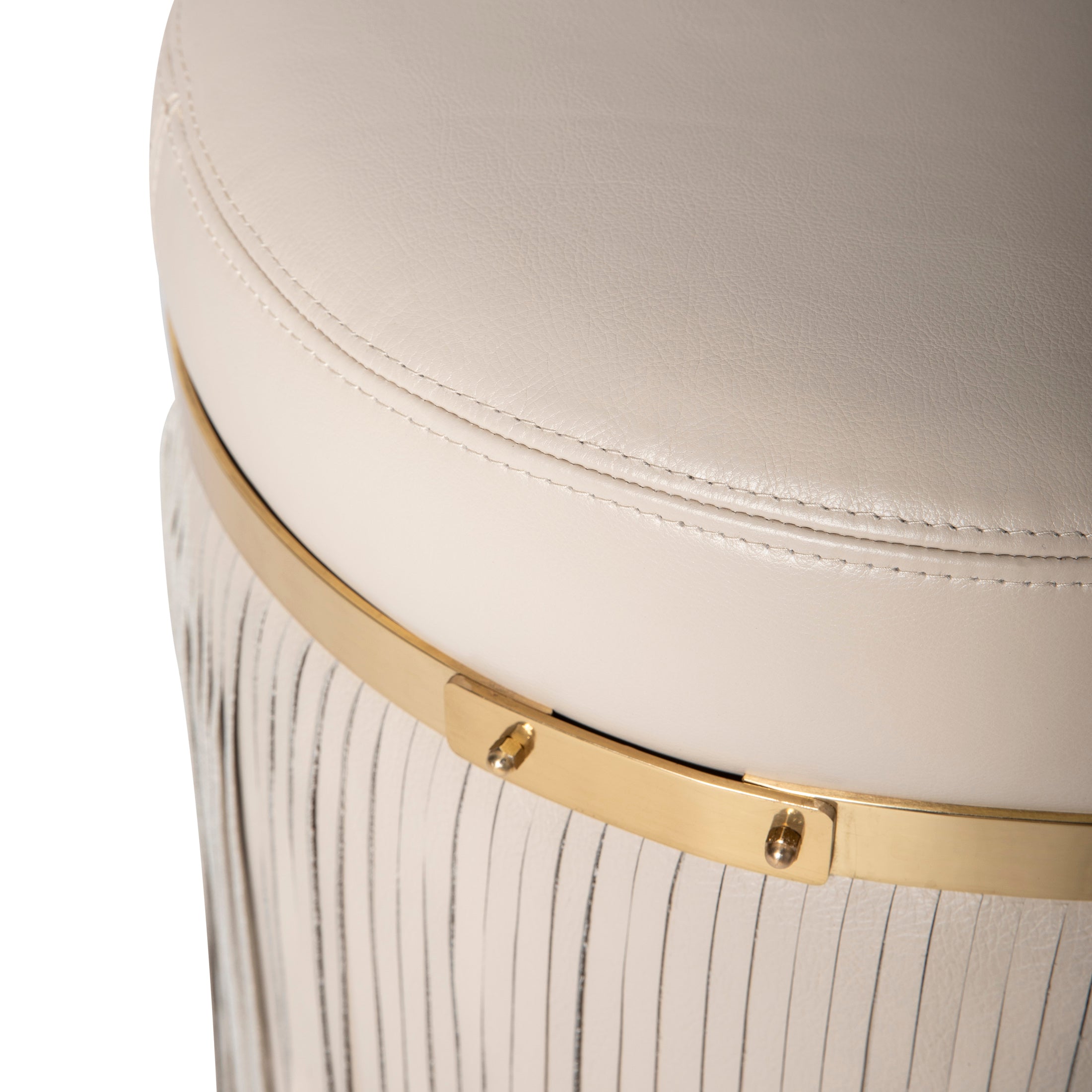 Nobu Ottoman in Cream-Stone Leather