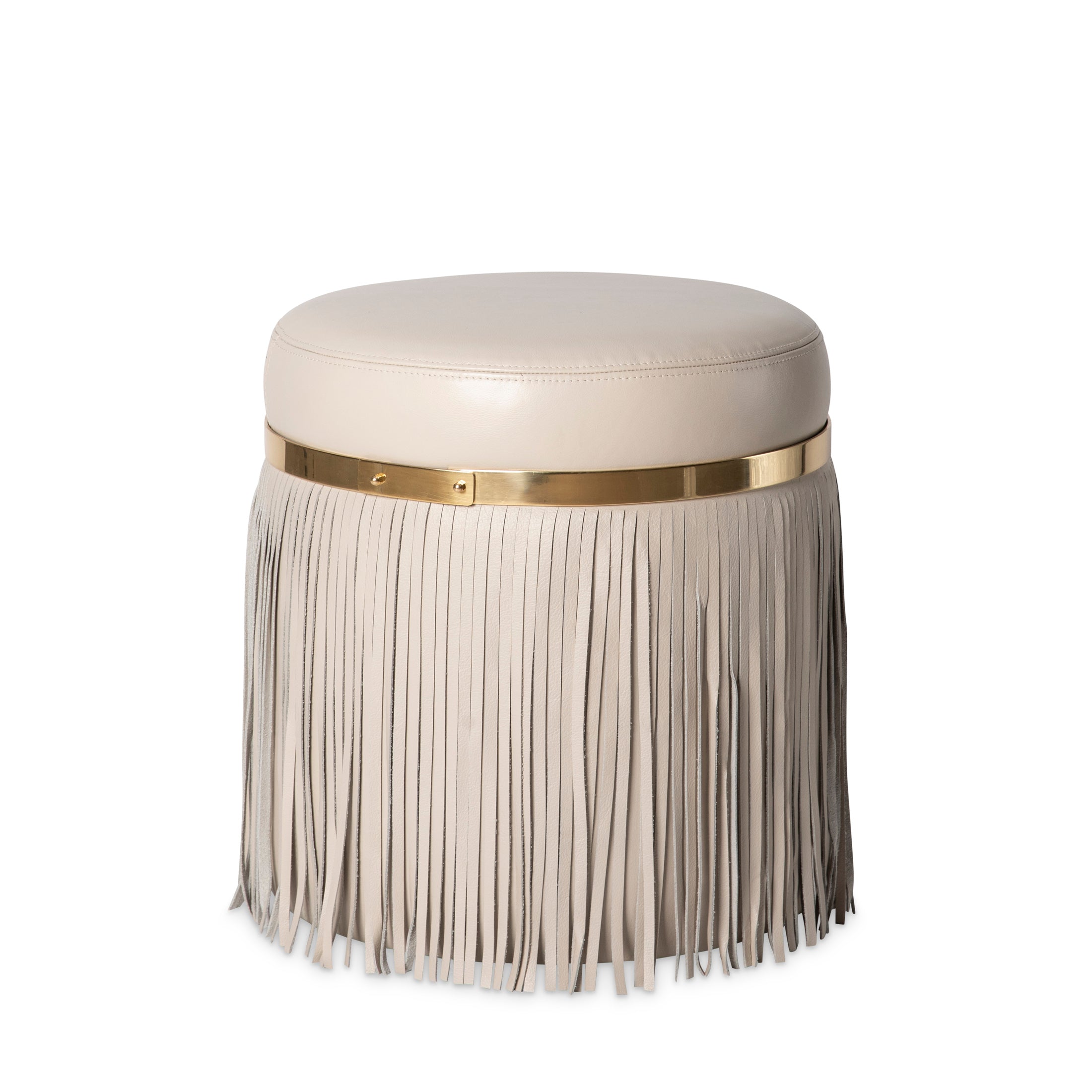 Nobu Ottoman in Cream-Stone Leather