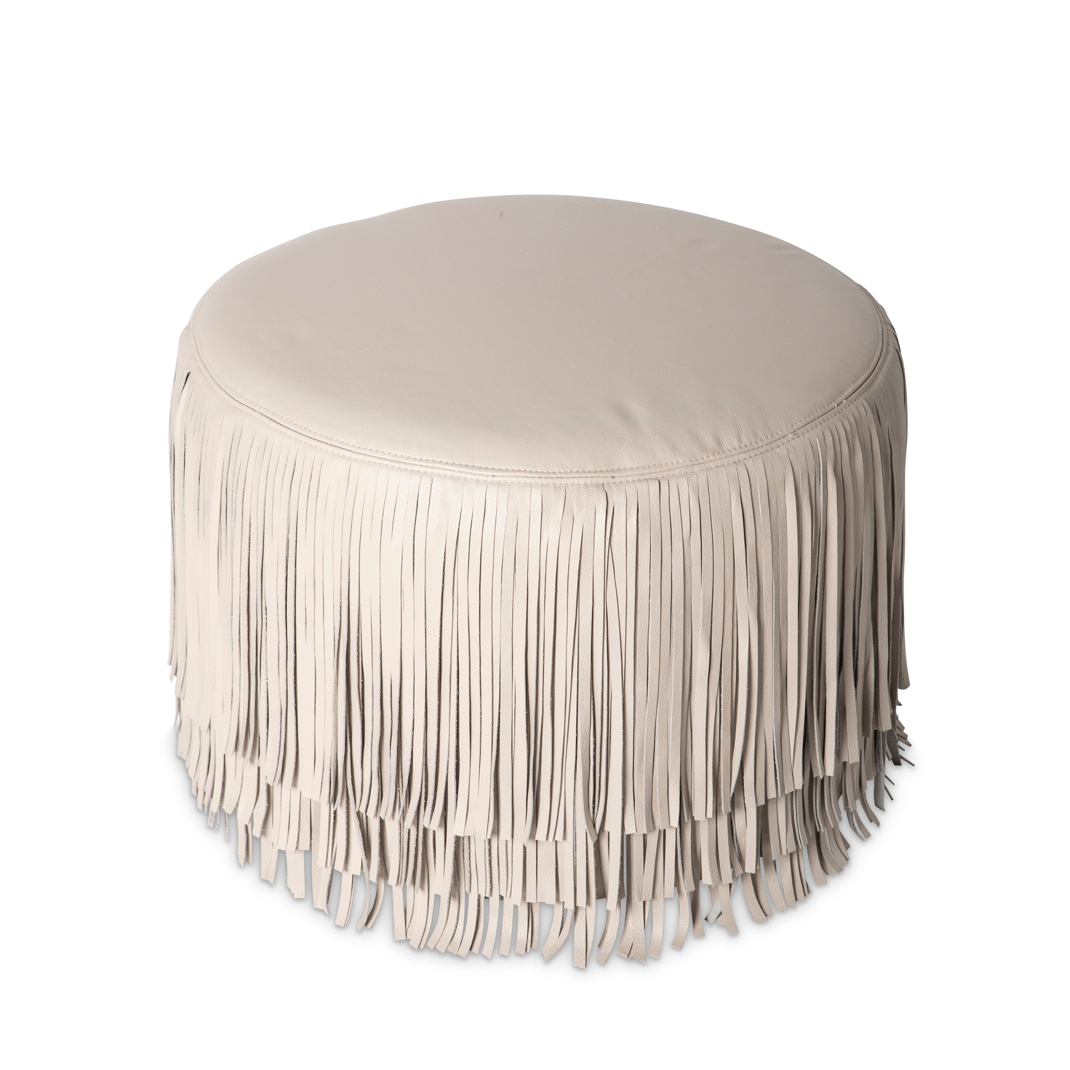 Ndidi Ottoman in Cream-Stone Leather