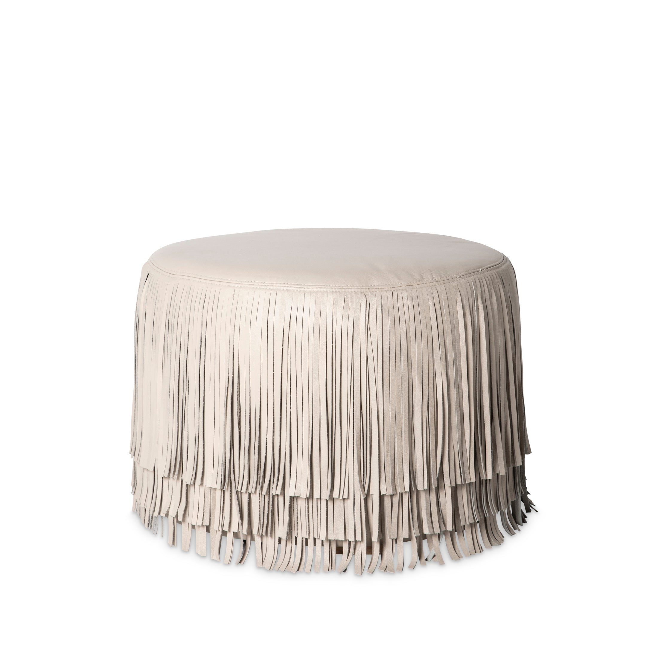 Ndidi Ottoman in Cream-Stone Leather