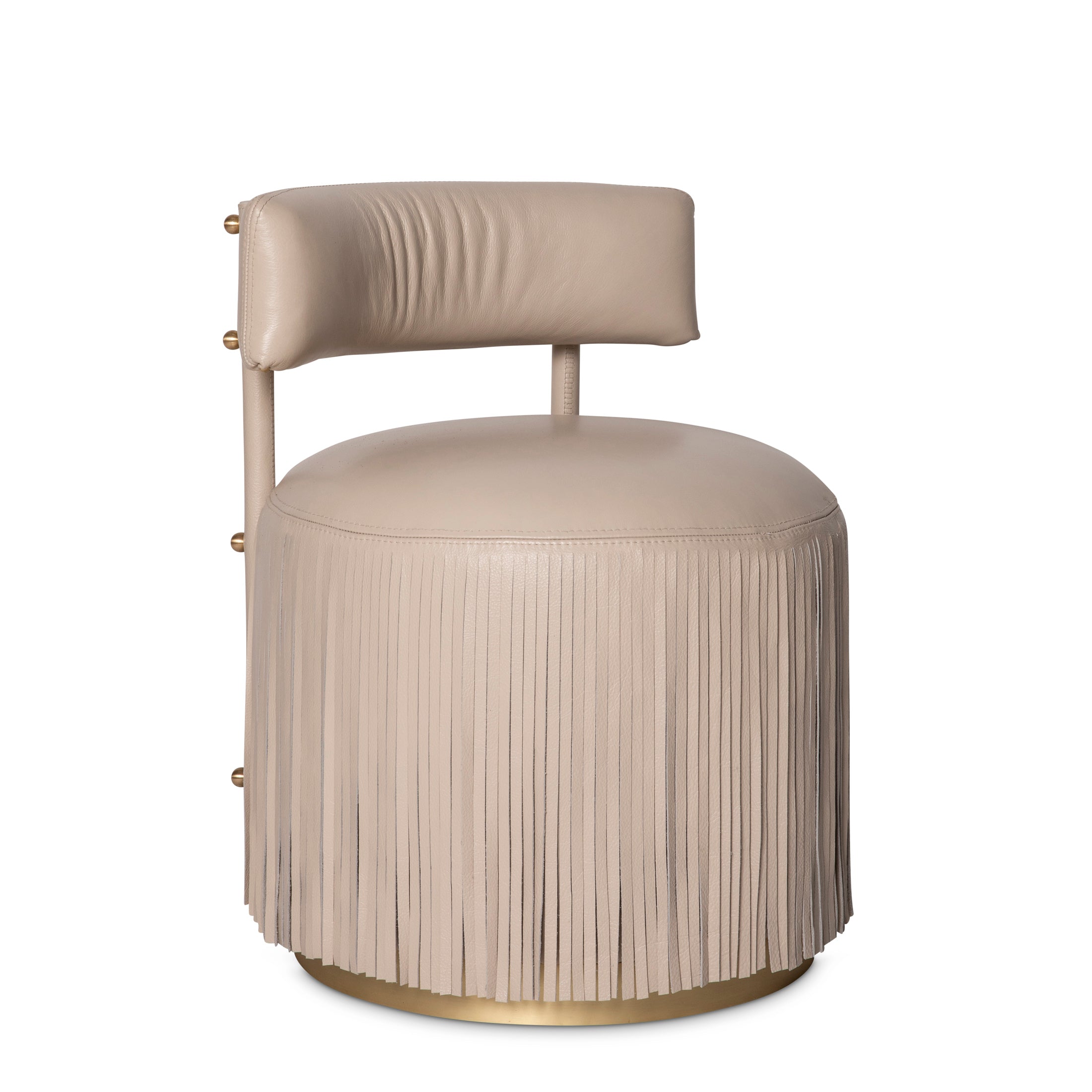 Nerissa Leather Fringe Chair in Cream-Stone Leather