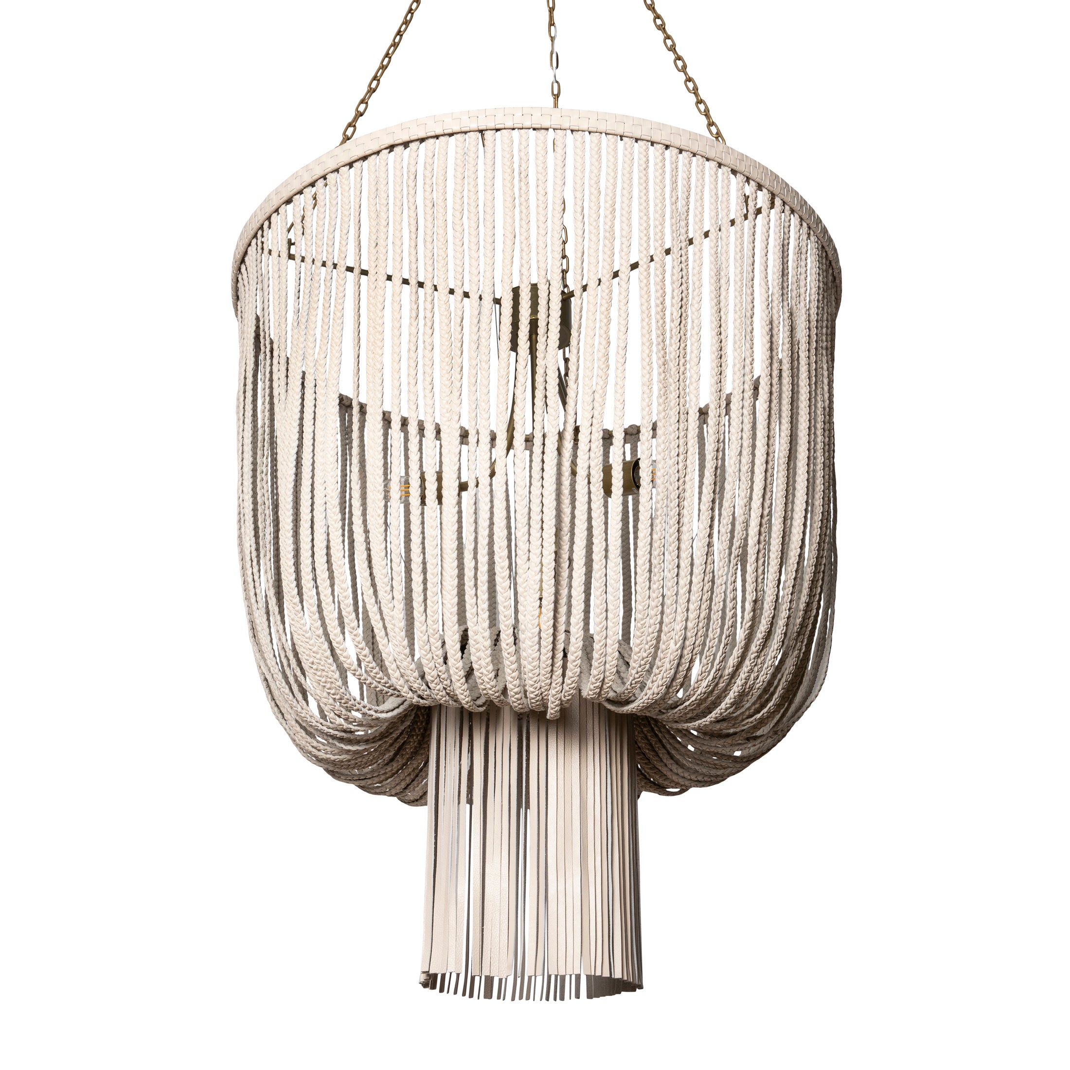 Nalani Chandelier in Cream-Stone Leather